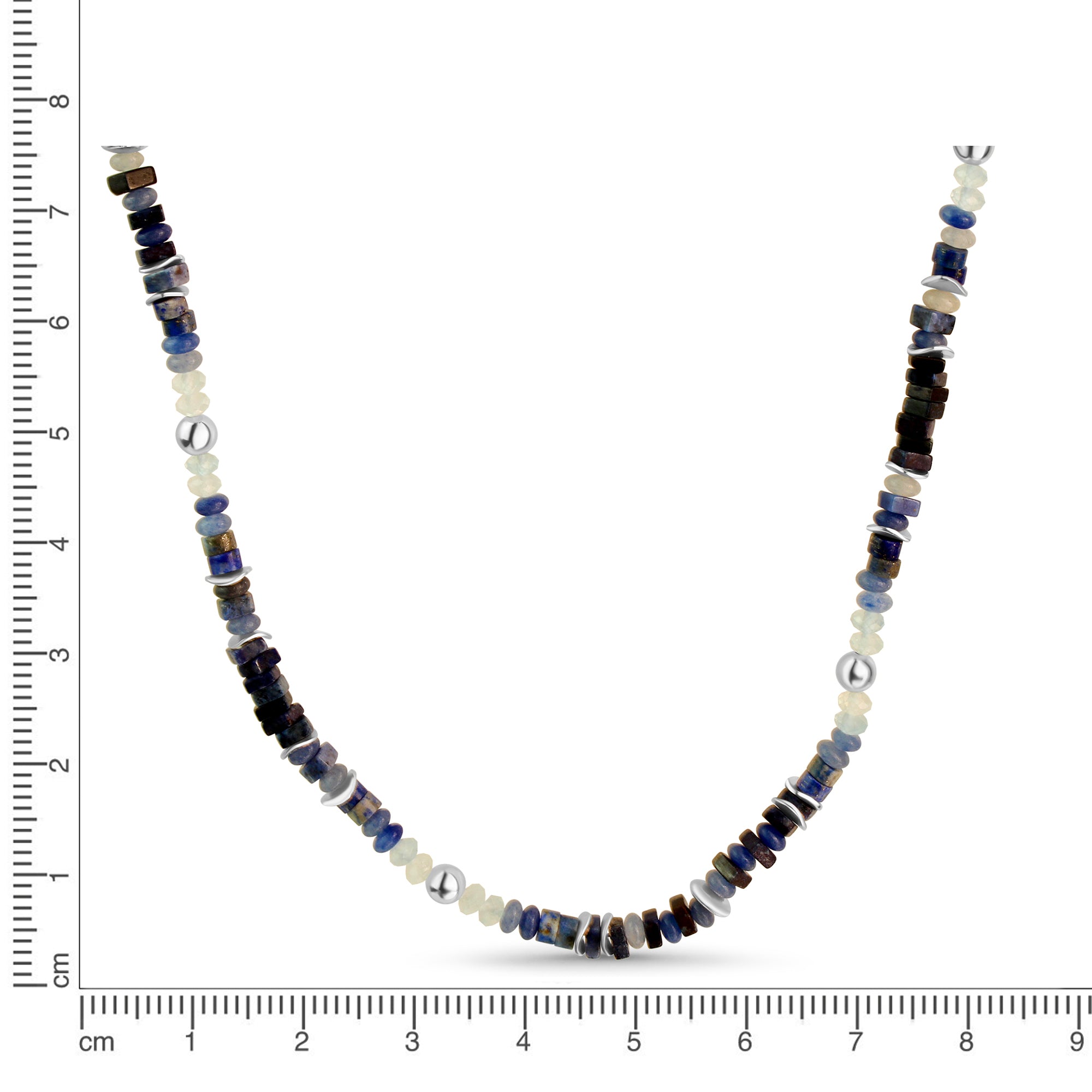 Kette 925/- Sterling Silber rhodiniert Echtstein