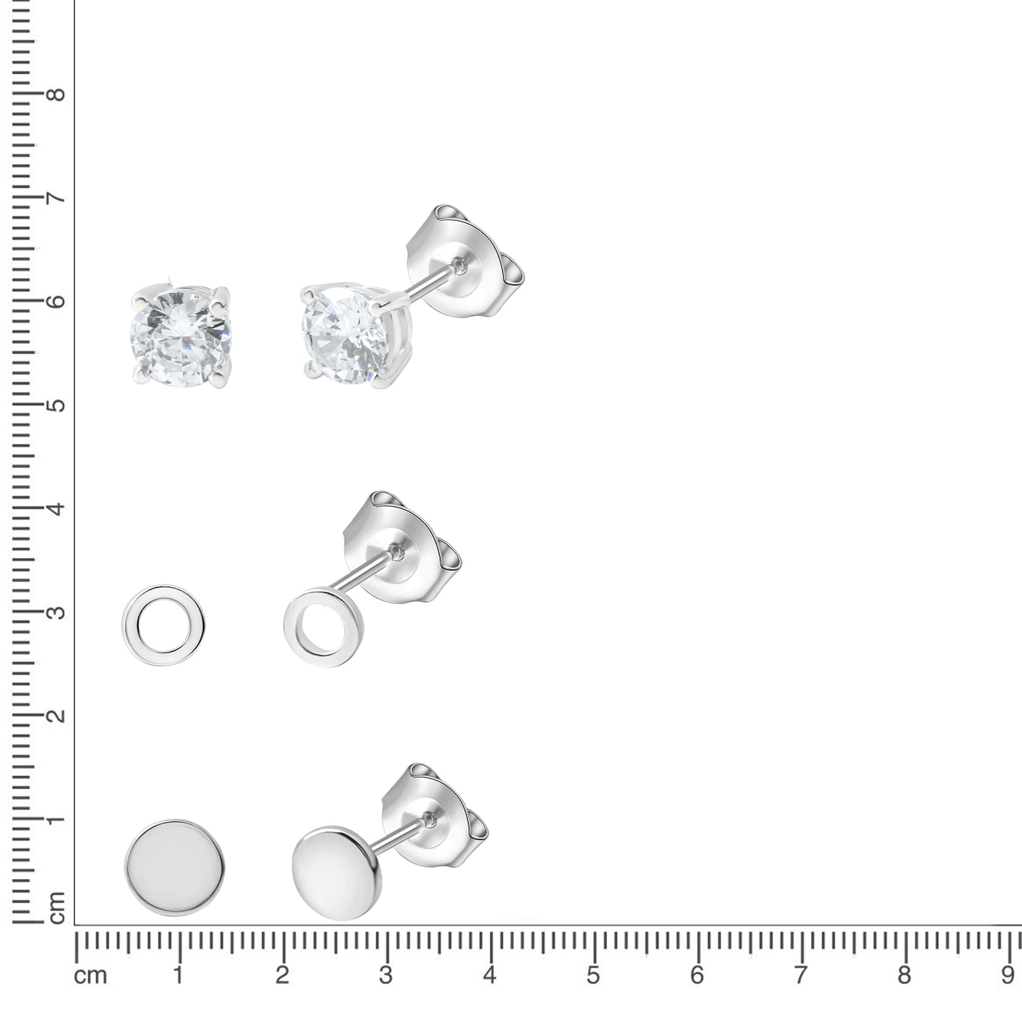 Ohrstecker 925/- Sterling  Silber rhodiniert Set