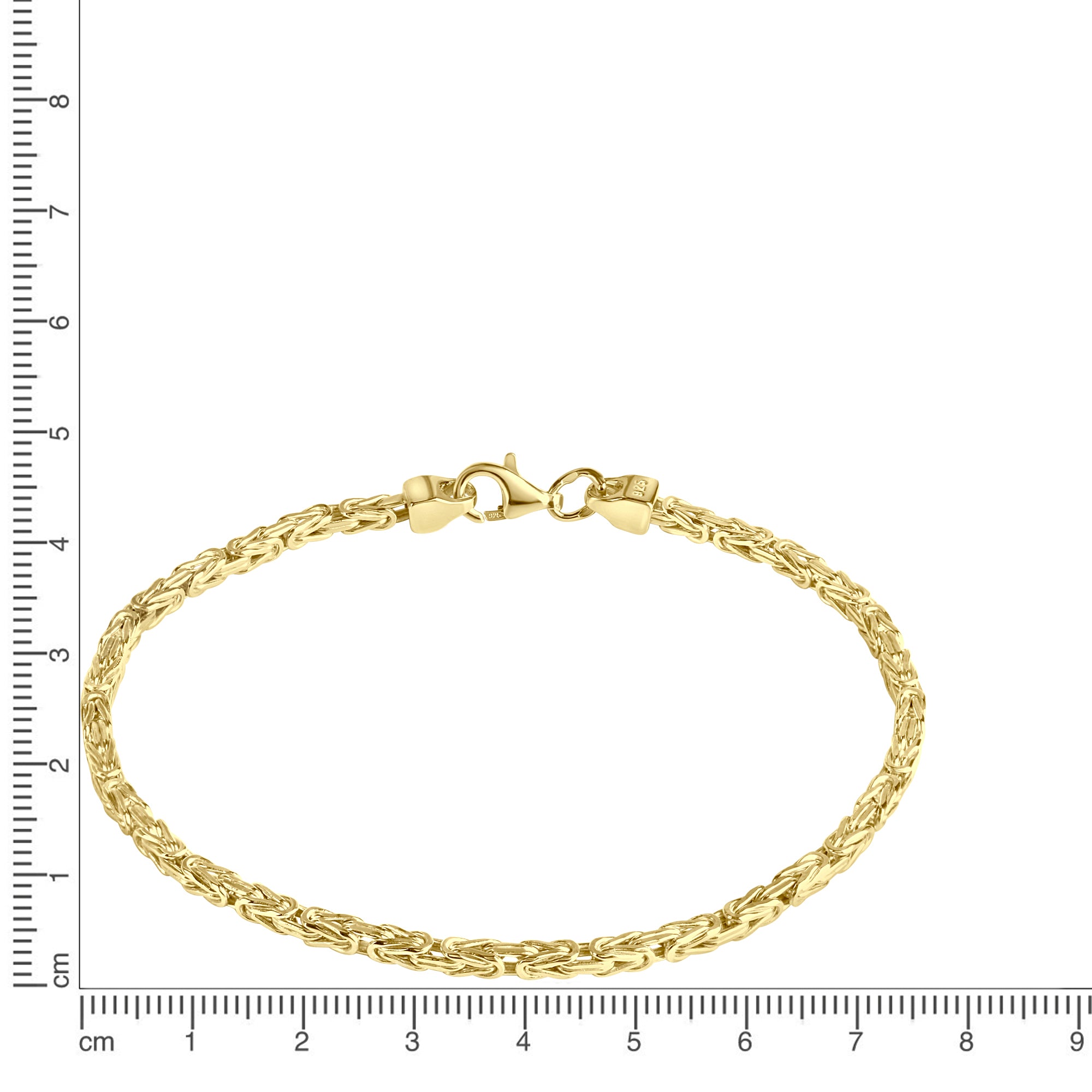 Armband 925/- Sterling Silber vergoldet Königskette 4x4mm 21cm