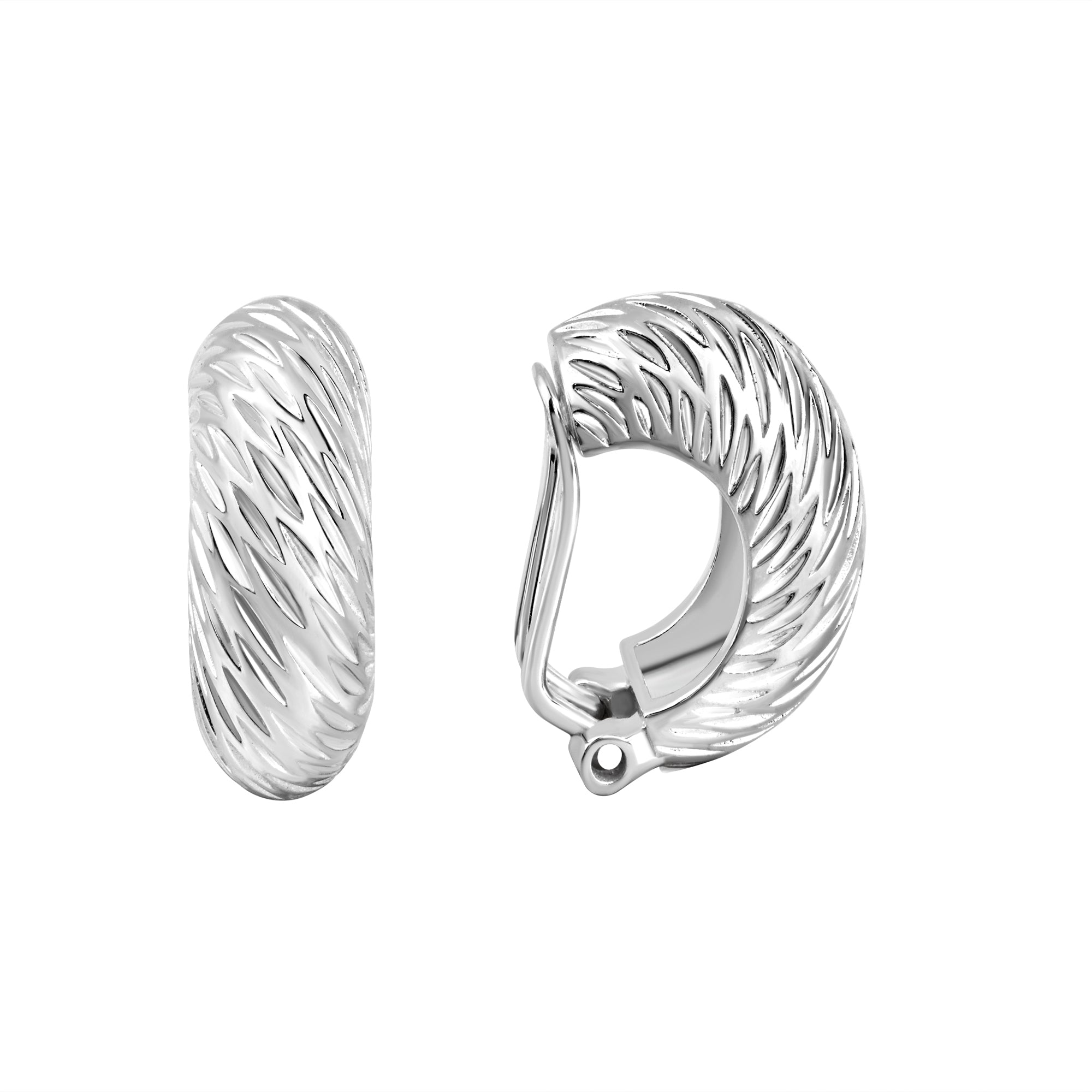 Ohrclip 925/- Sterling Silber rhodiniert glanz