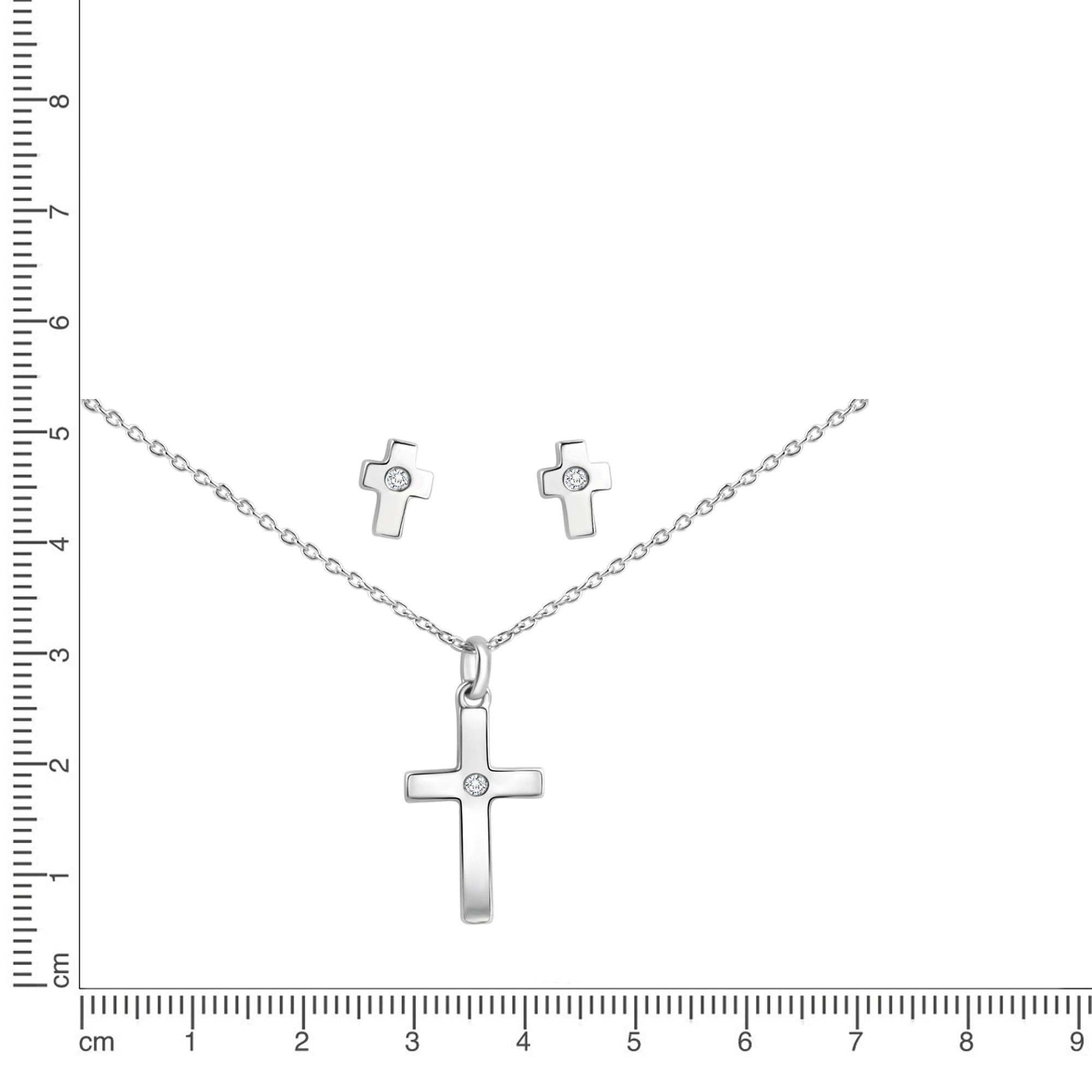 Set Anhänger/Kette und Ohrstecker 925/- Sterling  Silber rhodiniert 3-teiliges Set