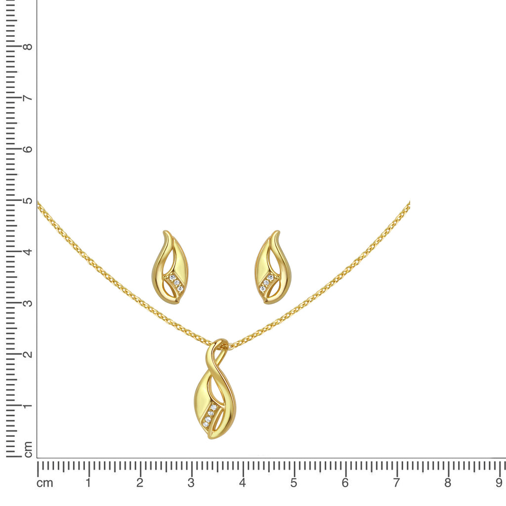 Set Anhänger/Kette und Ohrstecker 925/- Sterling Silber vergoldet Zirkonia