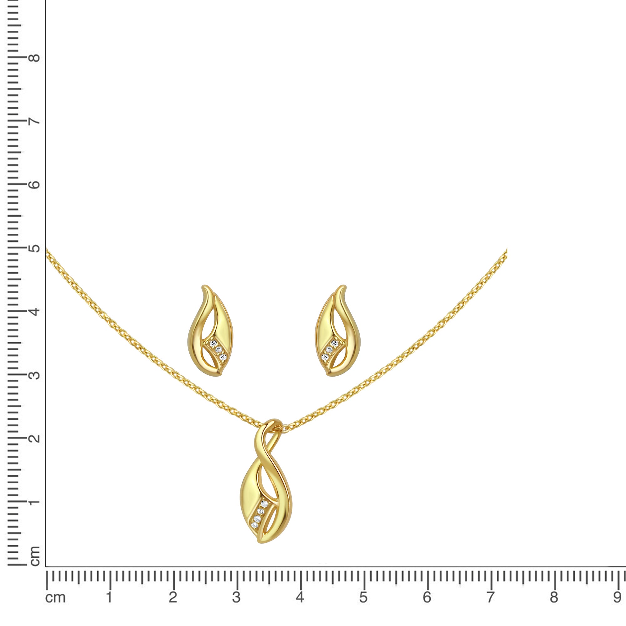 Set Anhänger/Kette und Ohrstecker 925/- Sterling Silber vergoldet Zirkonia