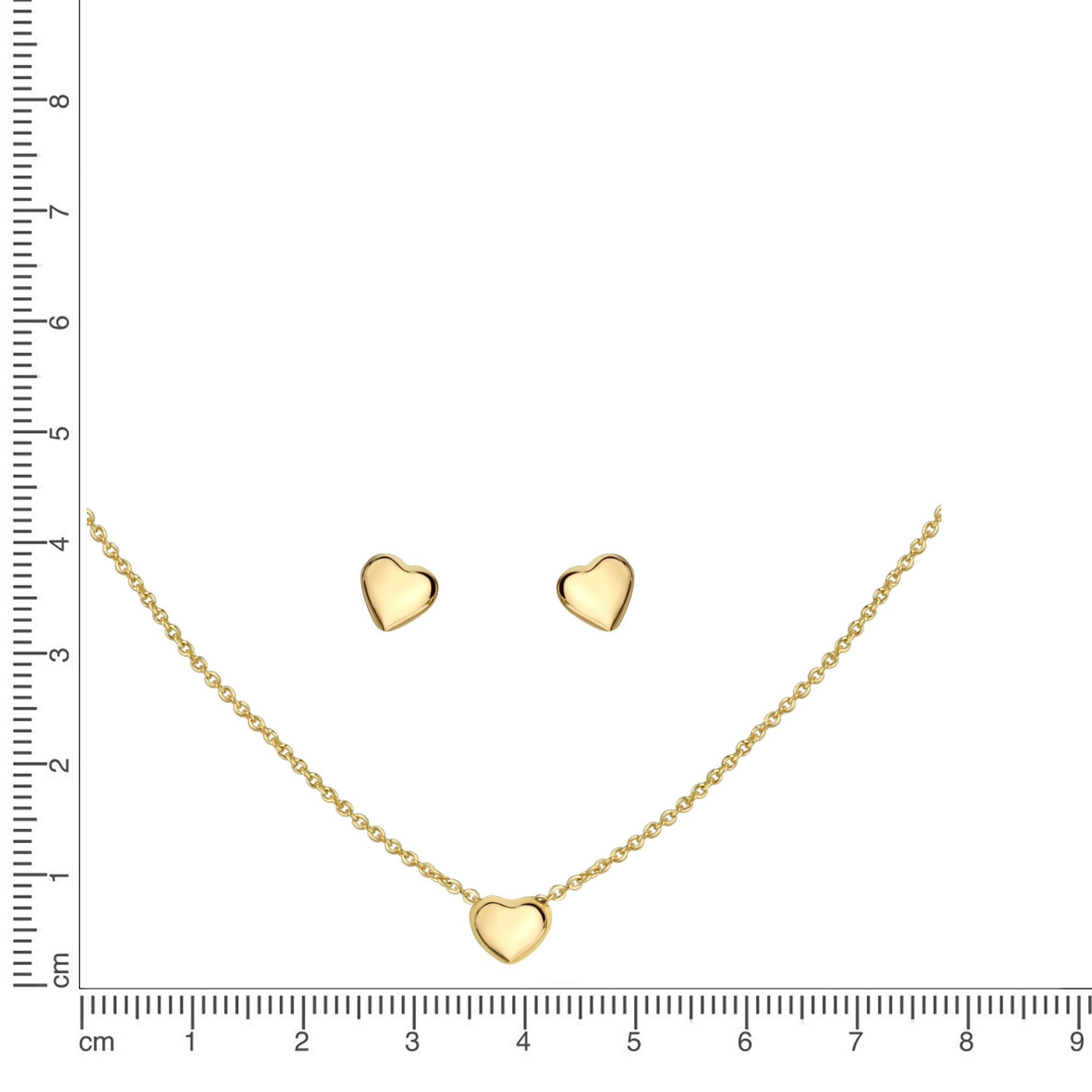 Set Anhänger/Kette und Ohrstecker 925/- Sterling Silber vergoldet Herz