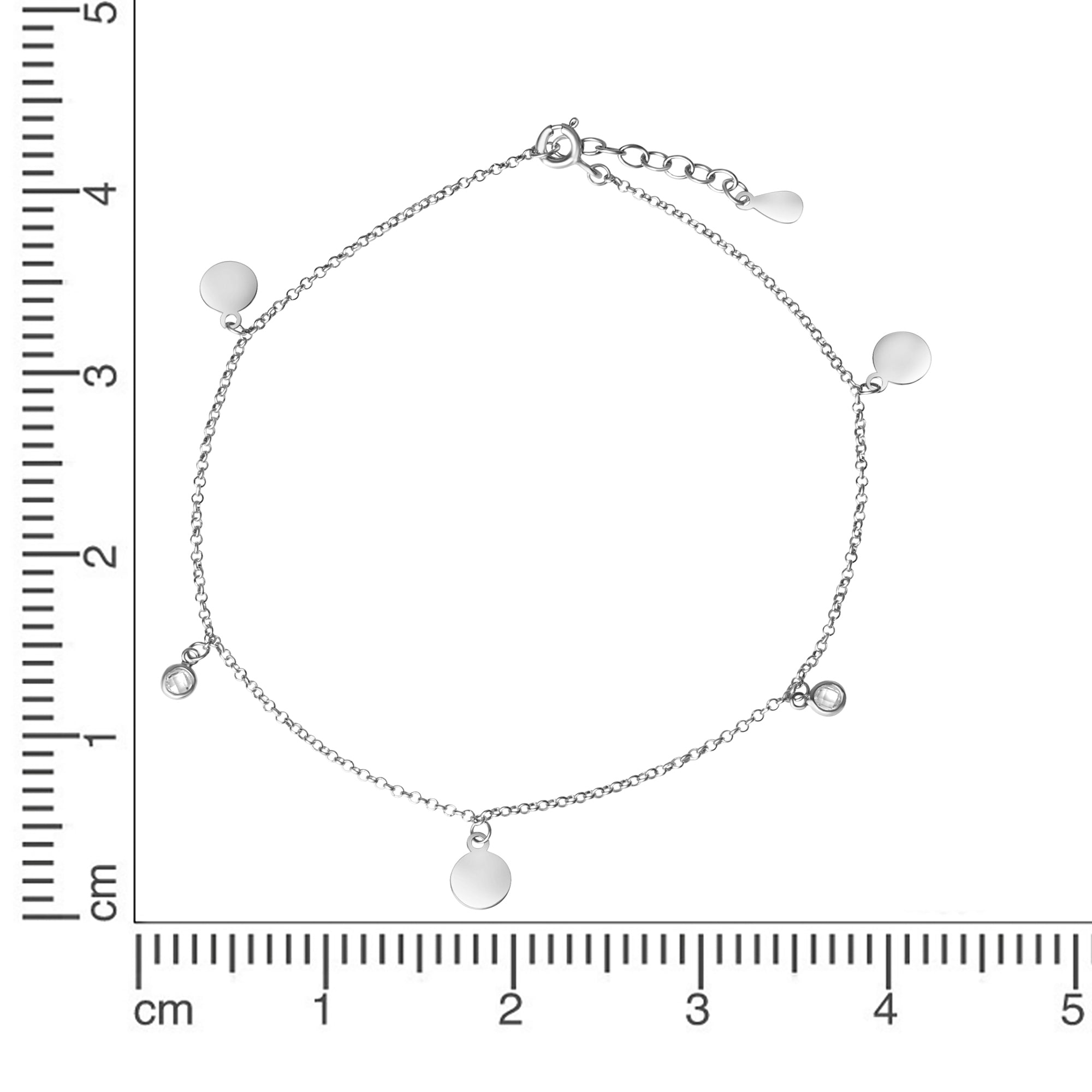 Fusskette 925/- Sterling Silber rhodiniert