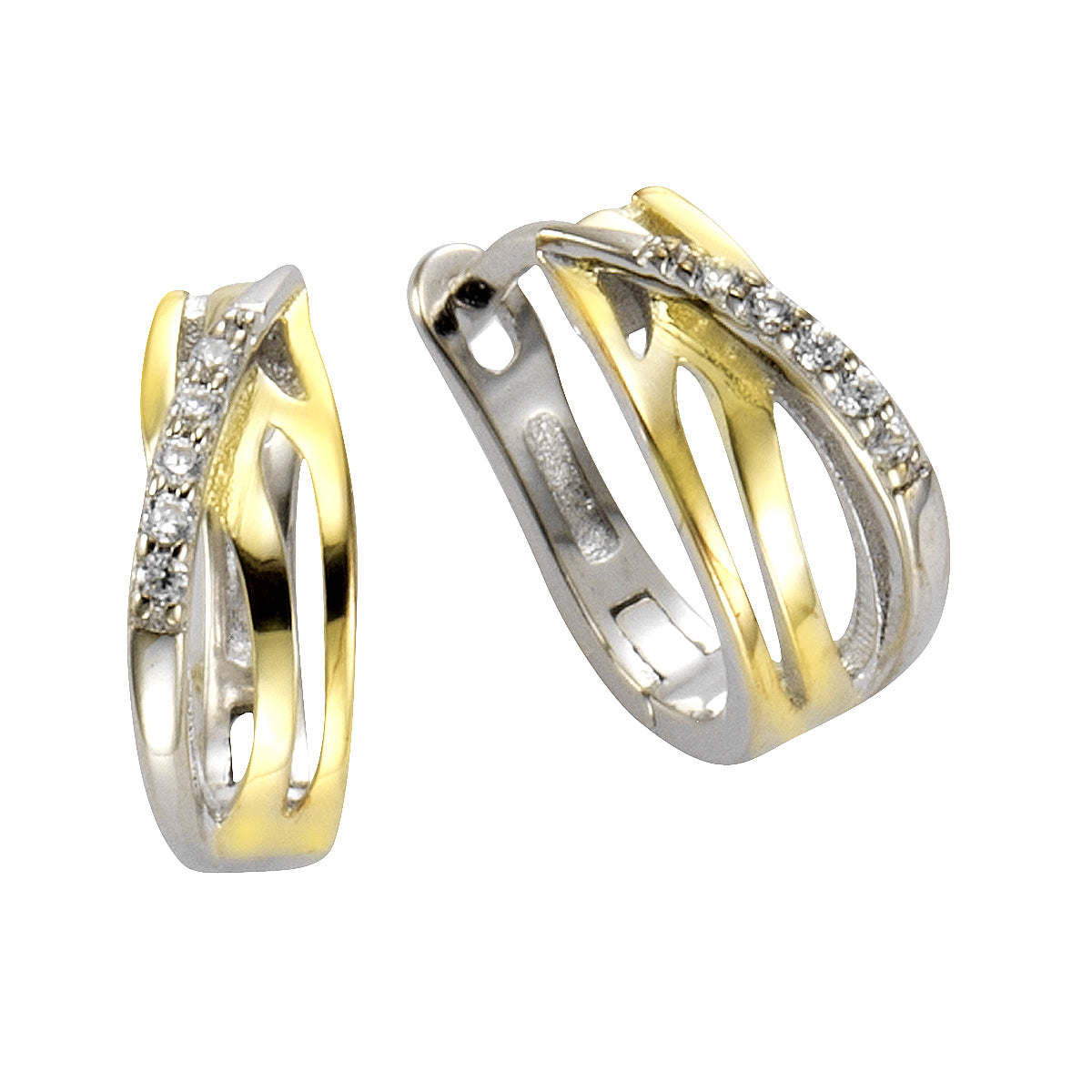 Creolen 925 Silber bicolor Zirkonia