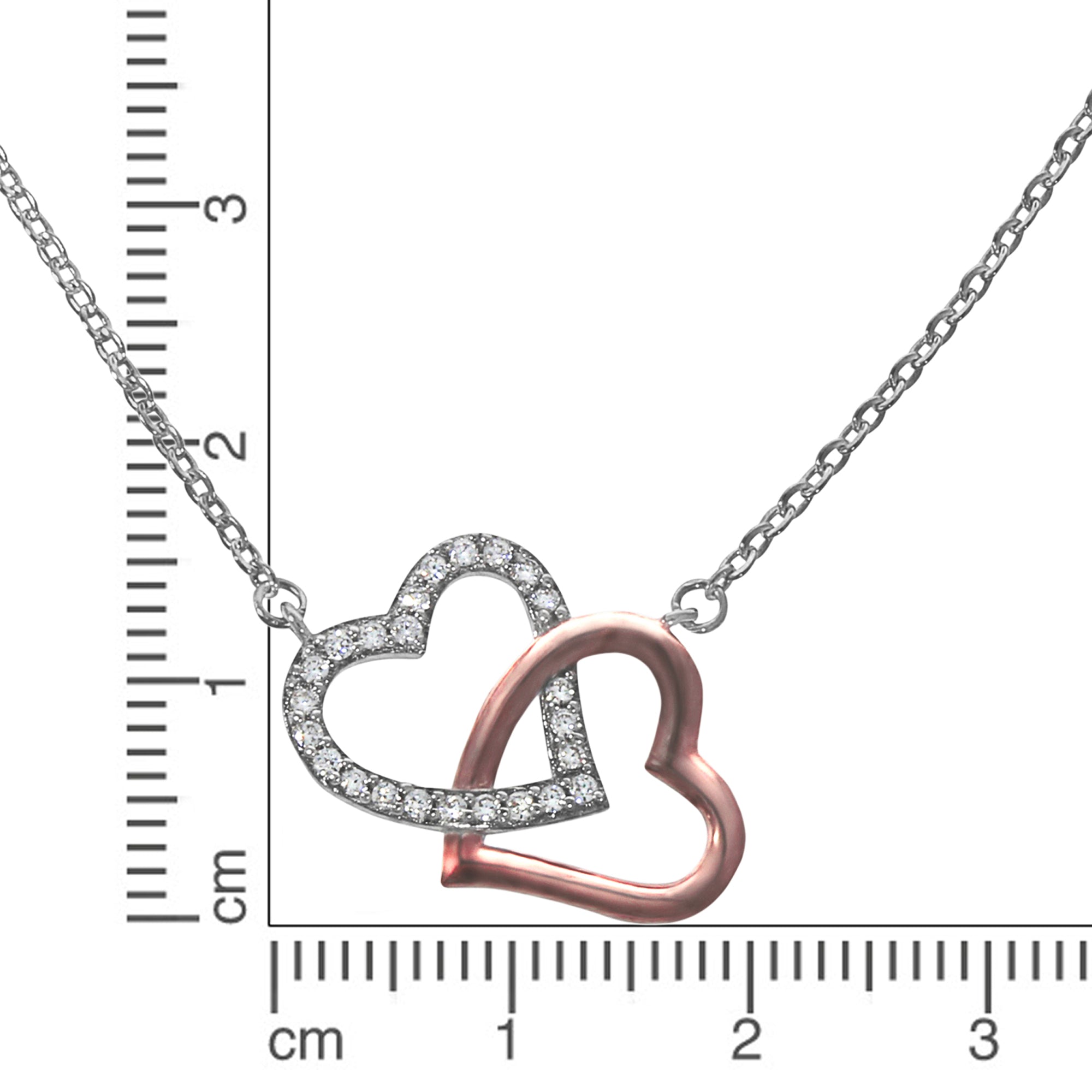 Damen Collier 925 Silber Herz Kette Zirkonia