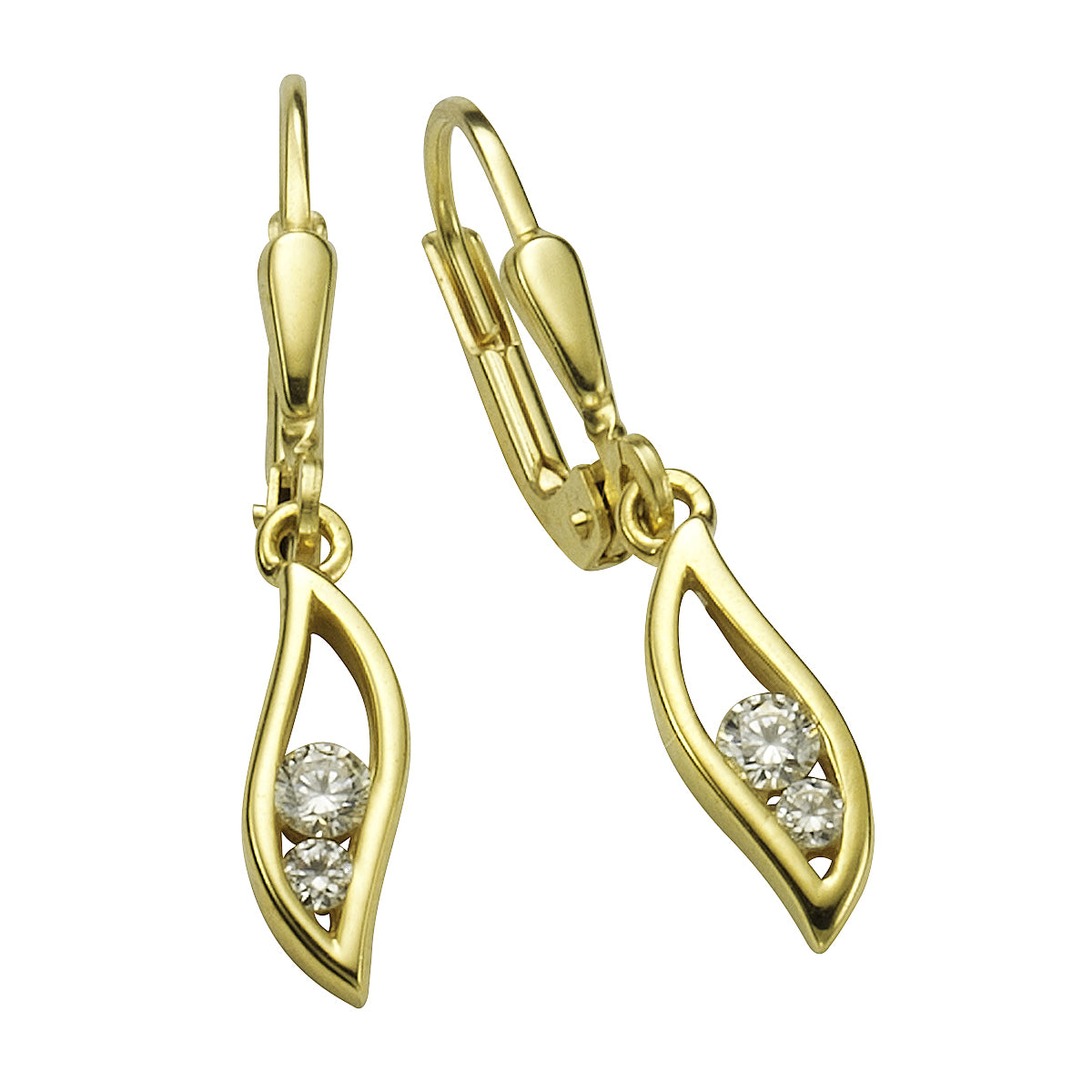 Ohrhänger 333 Gold 4x Zirkonia weiß