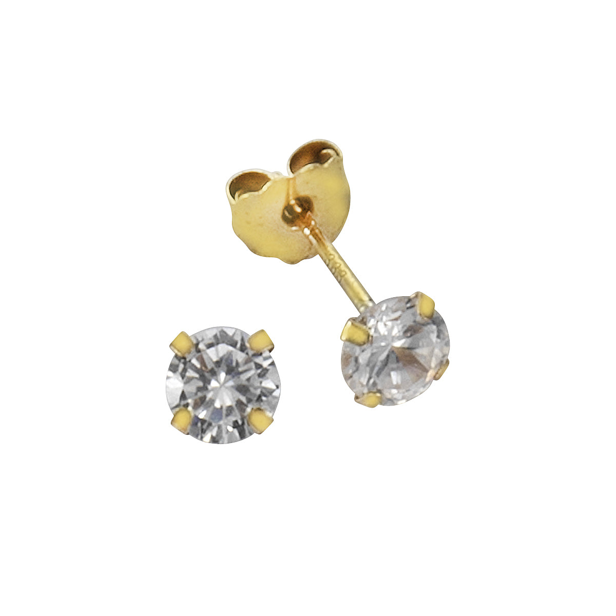 Ohrstecker 333 Gold Zirkonia weiß 4mm