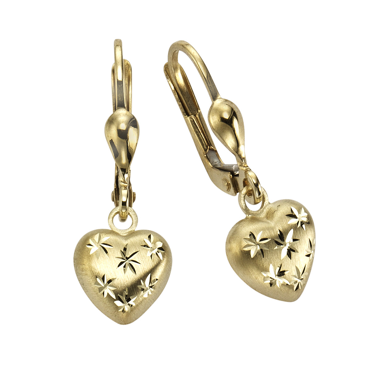 Ohrhänger 333 Gold Motiv Herz mit Sternen