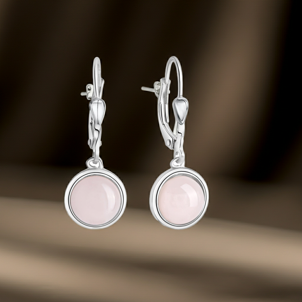 Ohrringe Silber 925 mitechtem Rosenquarz