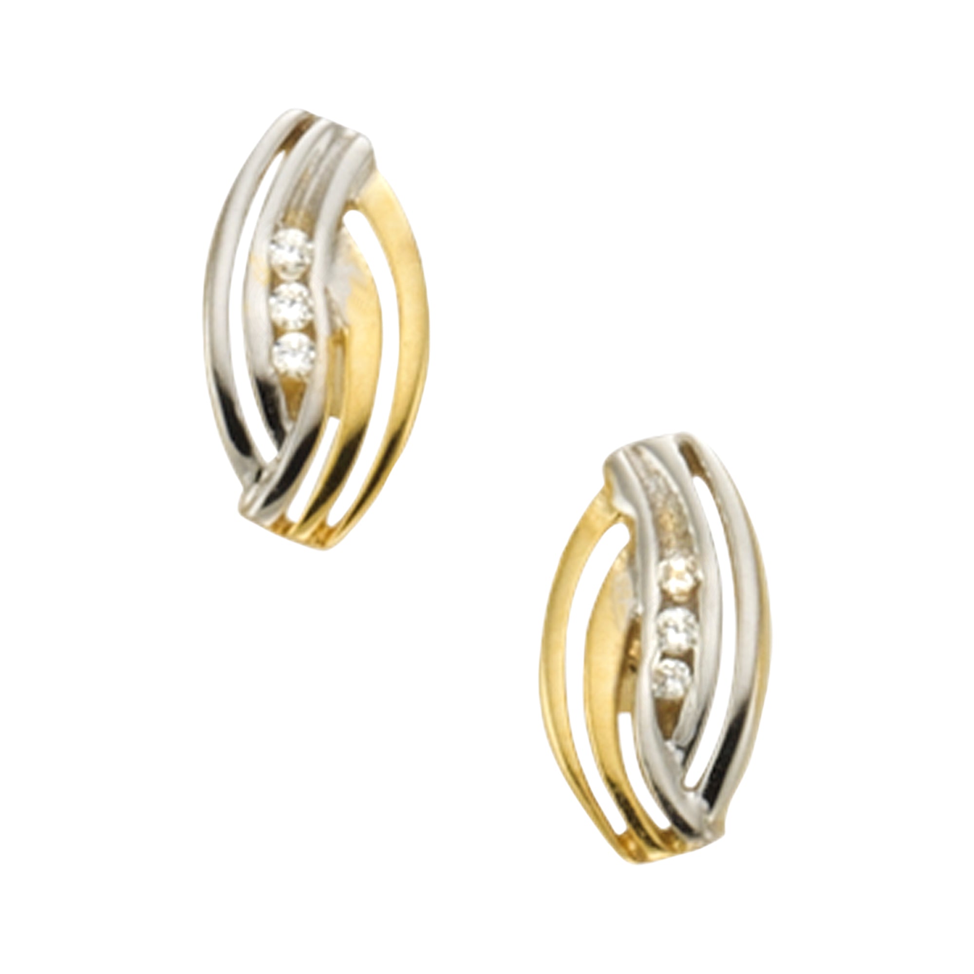 Ohrstecker 333/- Gelbgold bicolor 6x Zirkonia