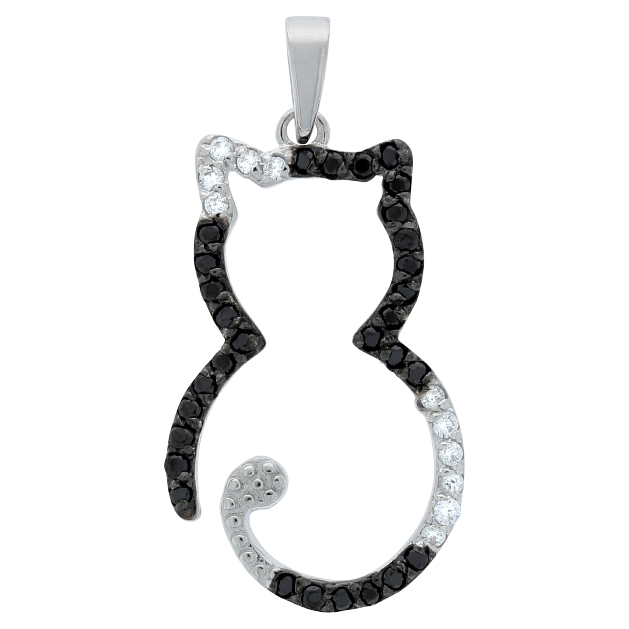 Anhänger 925/- Sterling Silber Zirkonia Katze