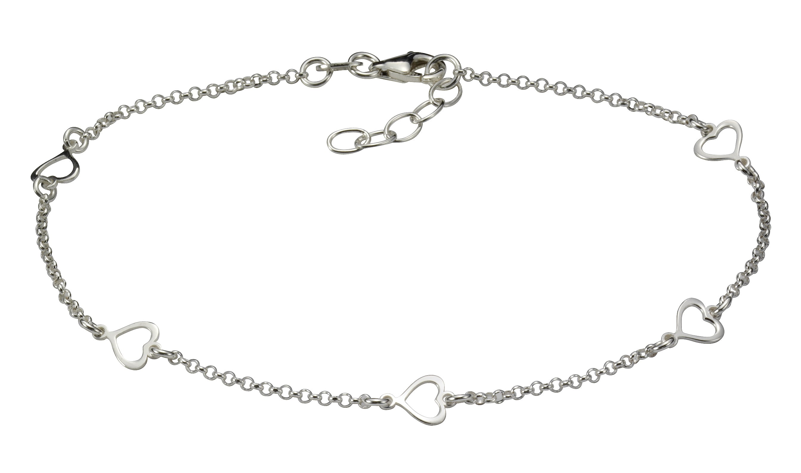 Fusskette 925 Silber Herz Motiv