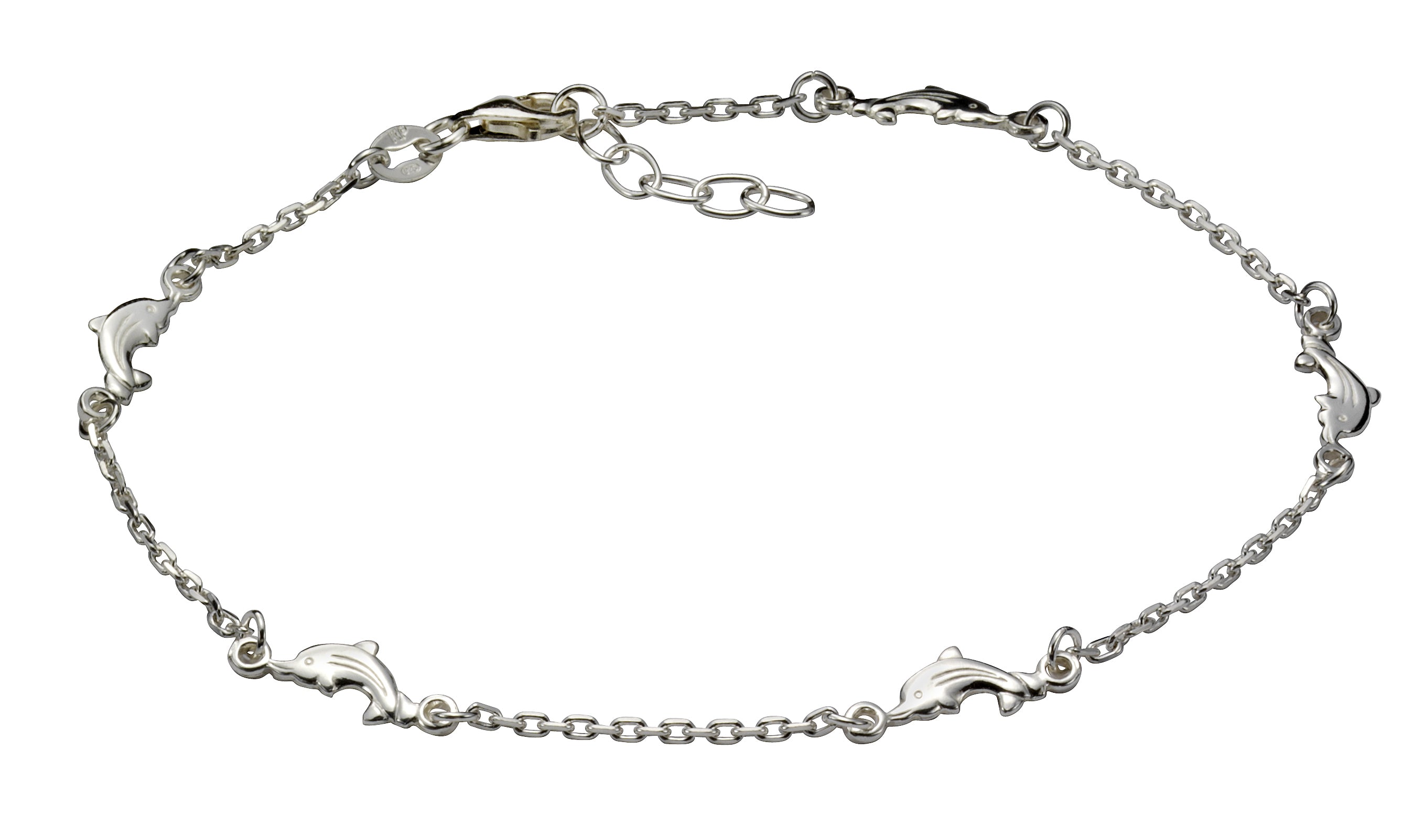 Fusskette 925 Silber rhodiniert Motiv Delfine