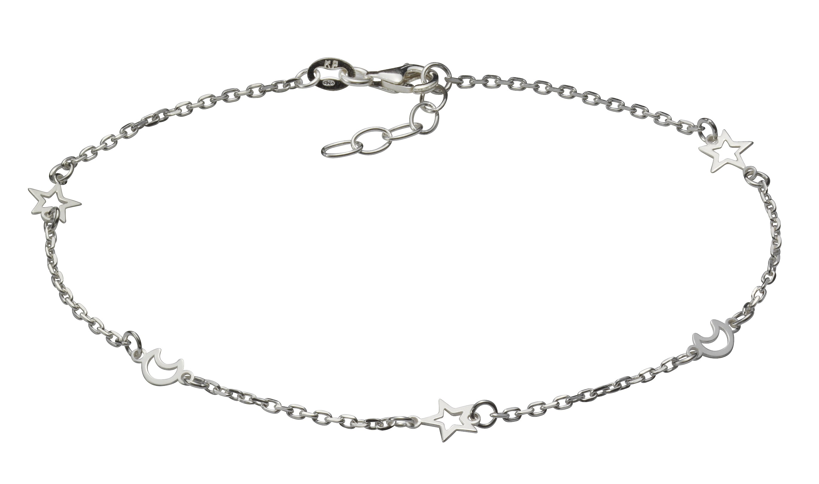 Fusskette 925 Sterling Silber Motiv Sterne Mond