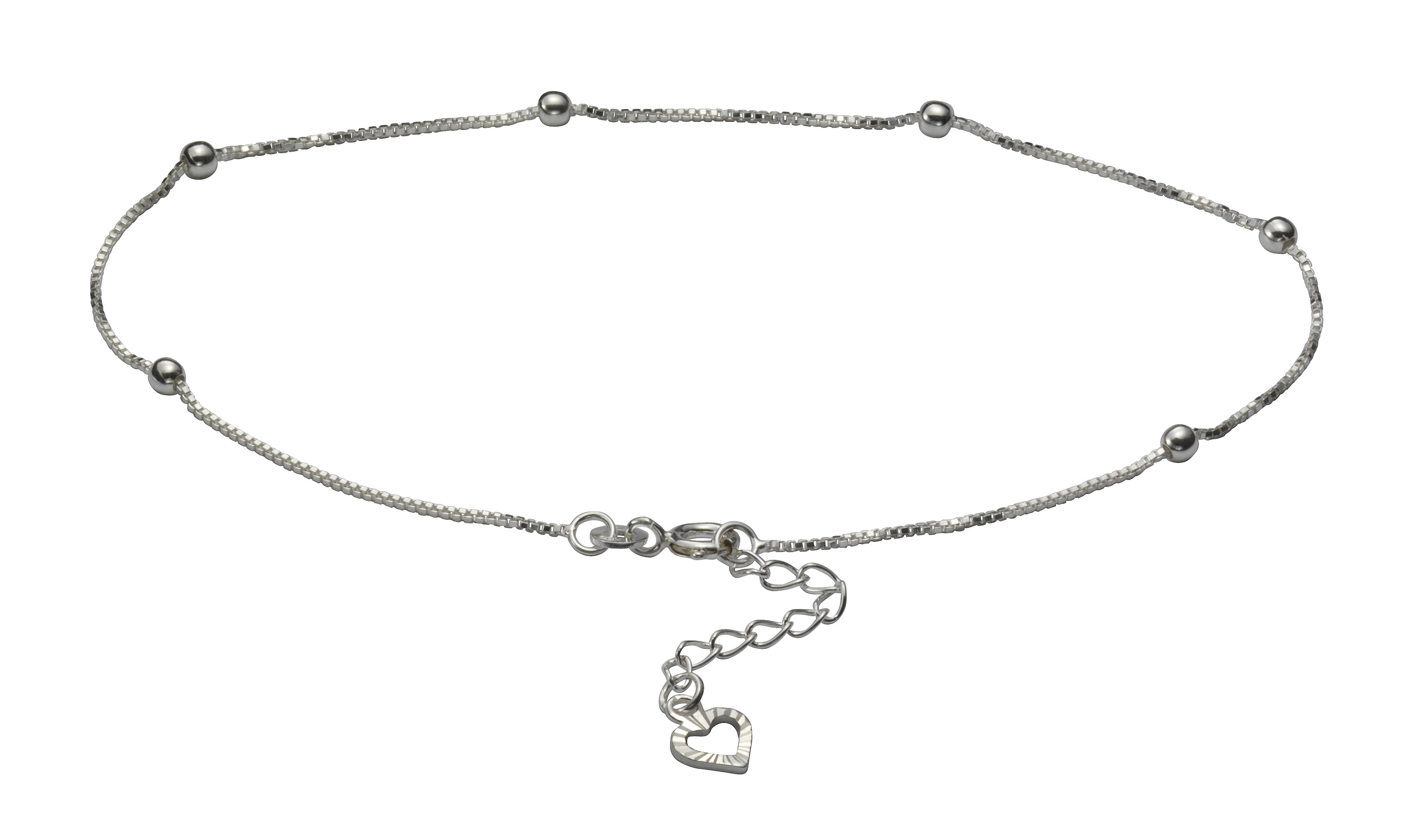 Schlichte Fußkette Silber 925 mit Kugeln, Wasserfest