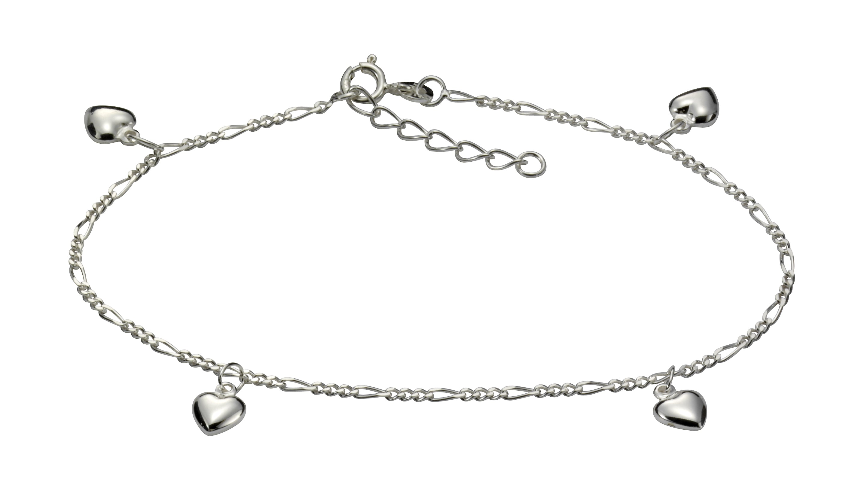 Fusskette 925 Silber mit Herz Motiv