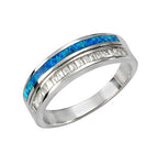 Opal Ring Blau / Synth 925 Sterling Silber / Ringgröße: 058 (18,5)