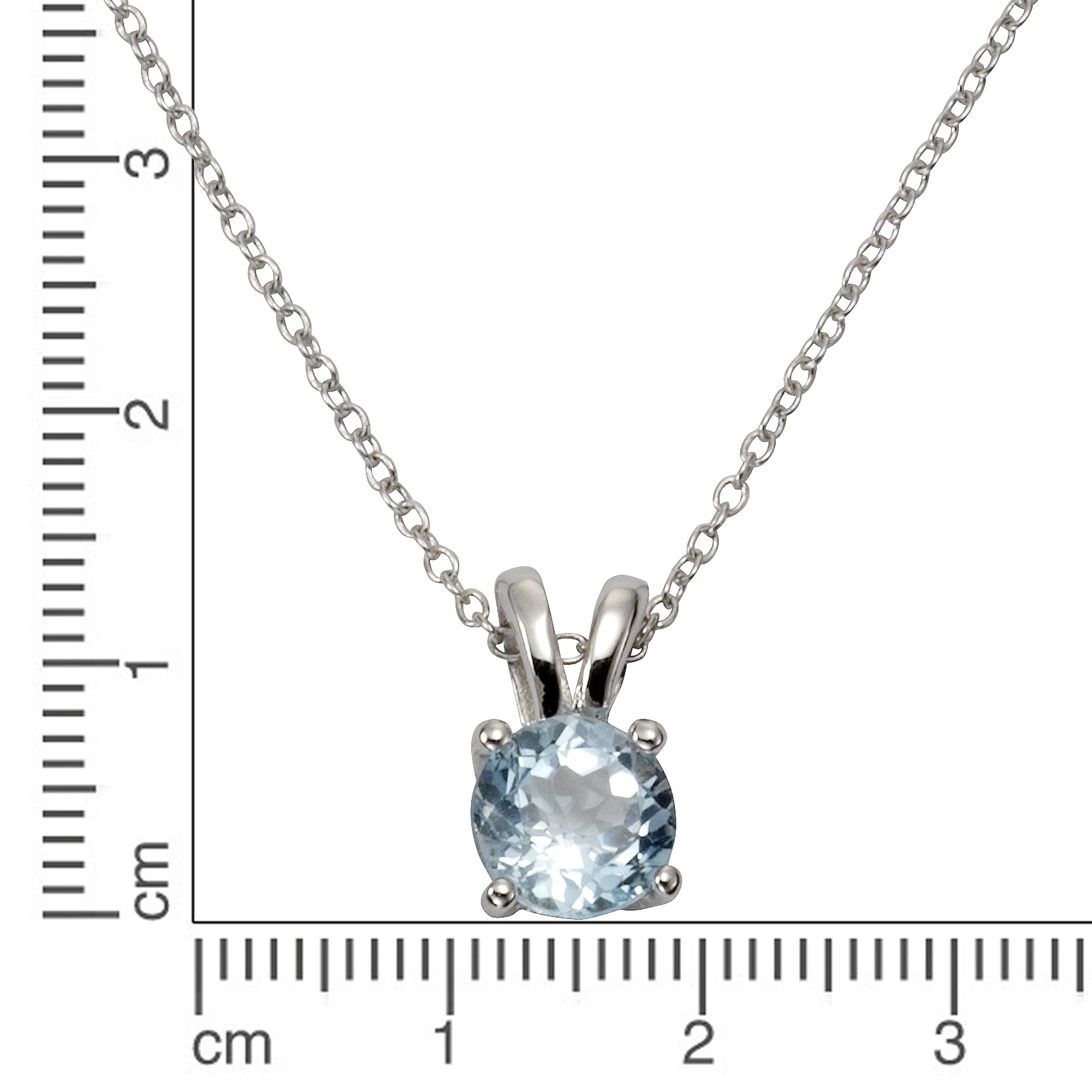 Halskette Silber 925 rhodiniert 42+3cm mit Blautopas (beh.)