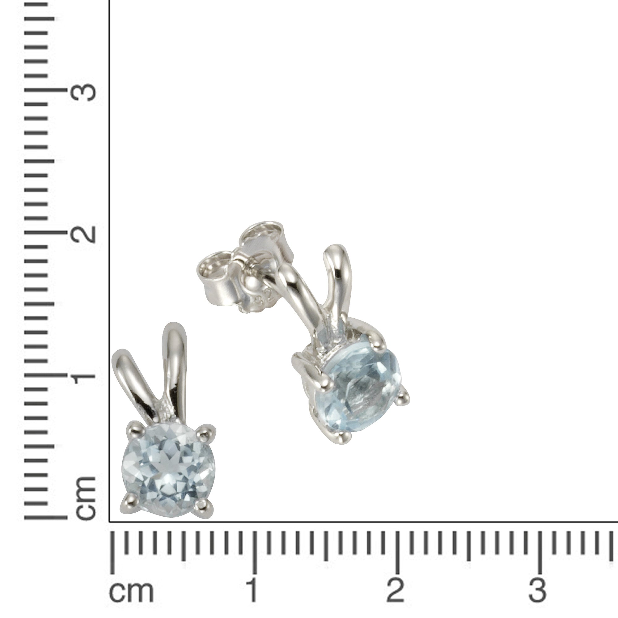 Ohrringe Silber 925 rhodiniert mit 2x Blautopas (beh.) 6mm