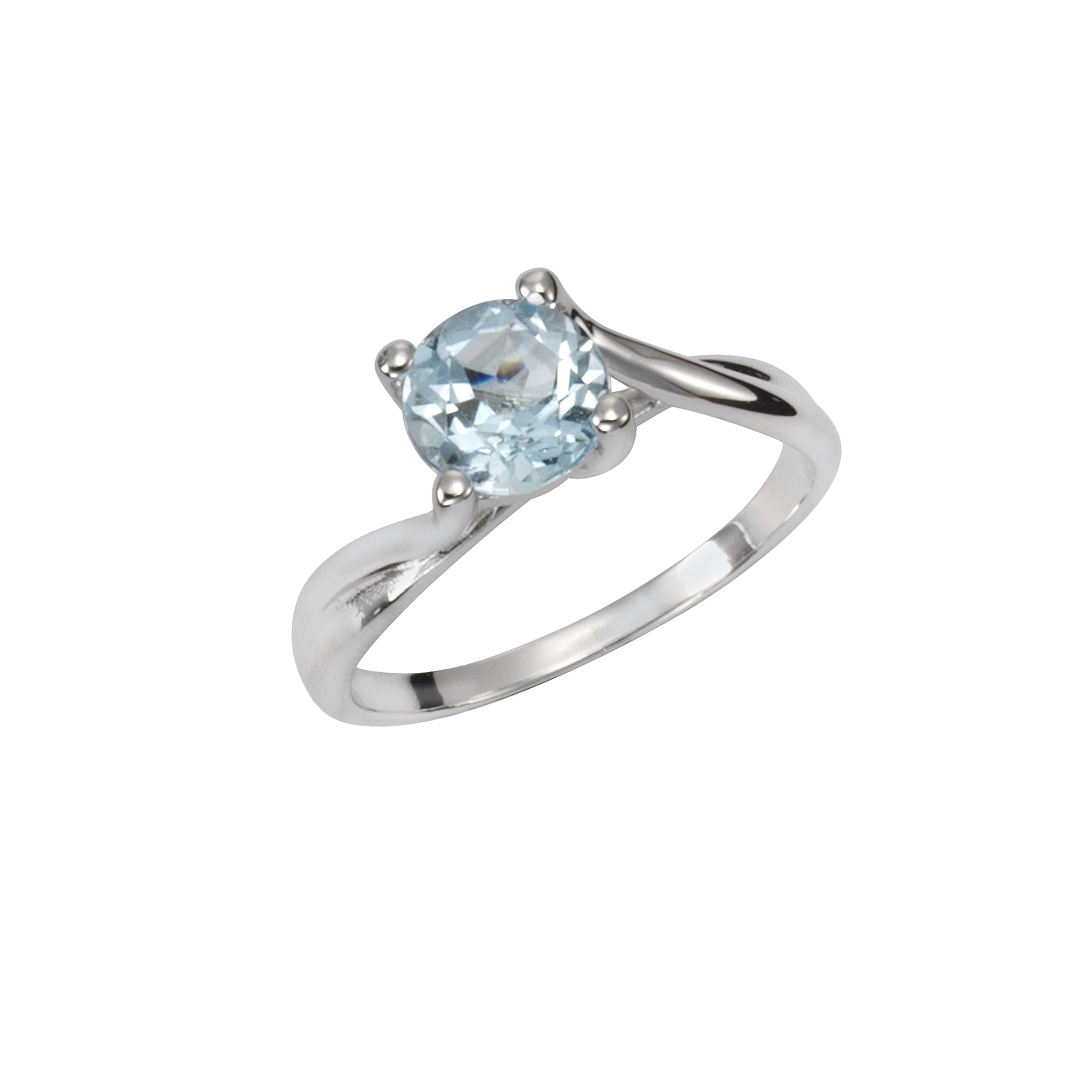 Ring Silber 925 rhodiniert mit Blautopas (beh.) 7mm - Ringgröße: 060 (19,1)
