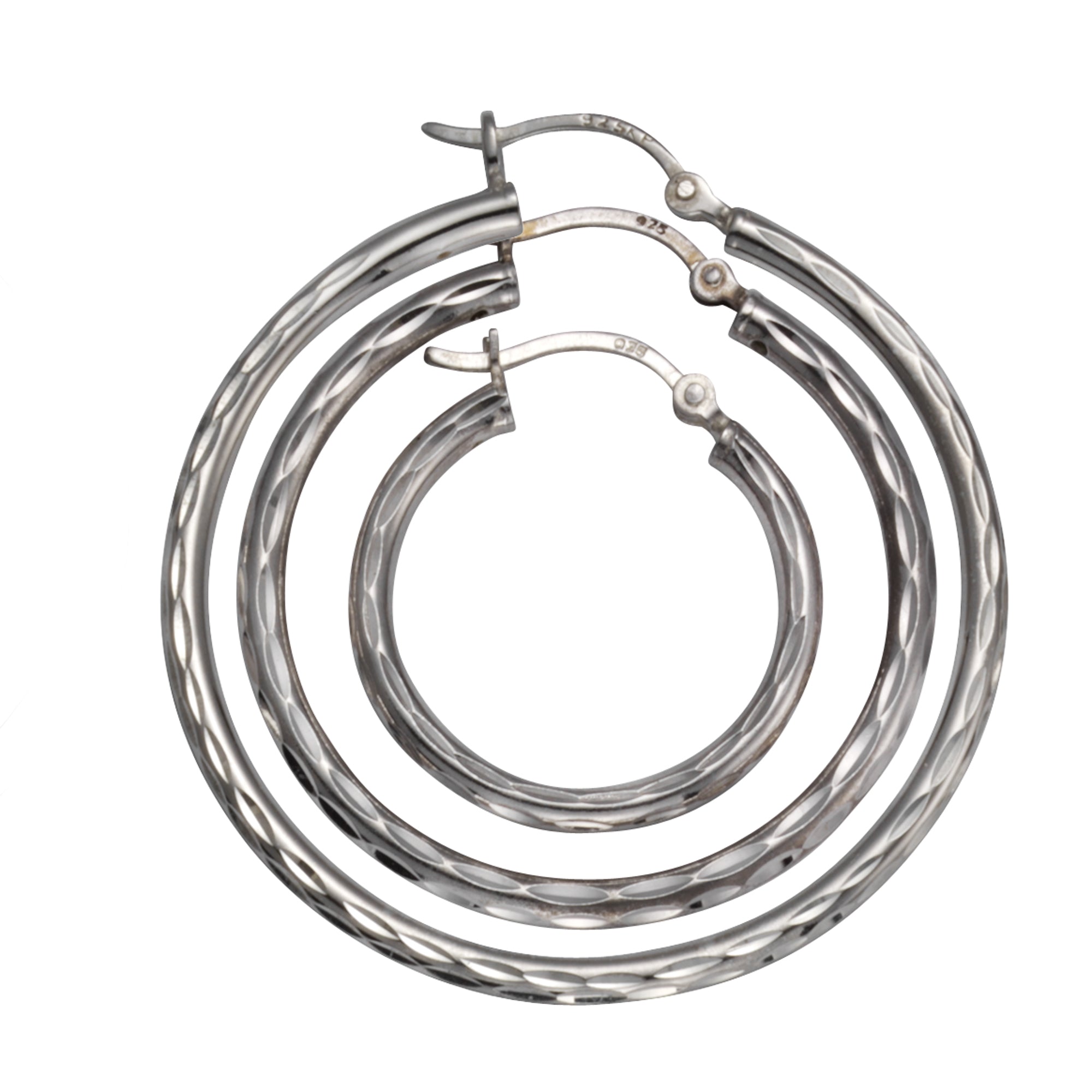 Creolen 925 Silber rhodiniert 35mm