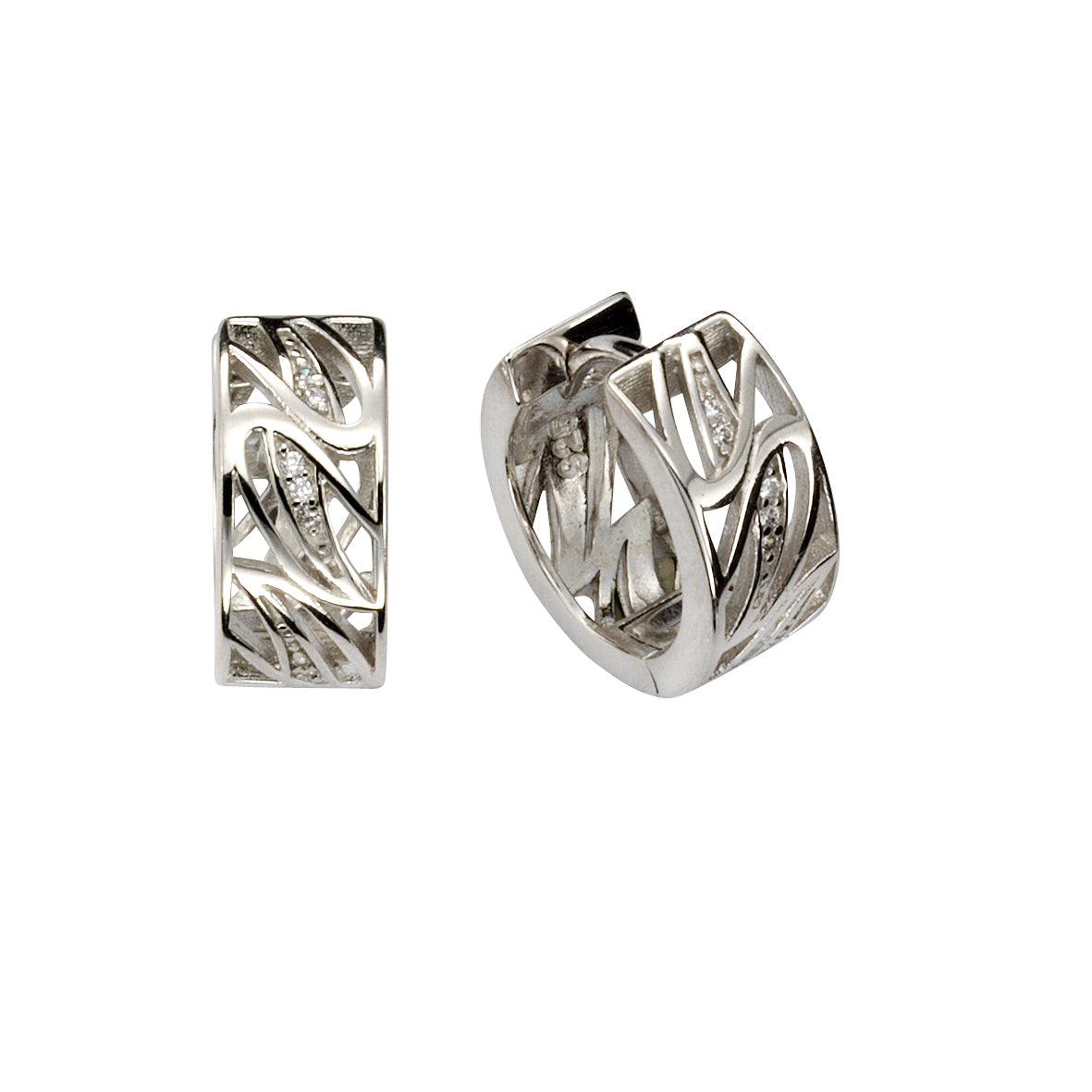 Klappcreolen 925 Silber 14x Zirkonia