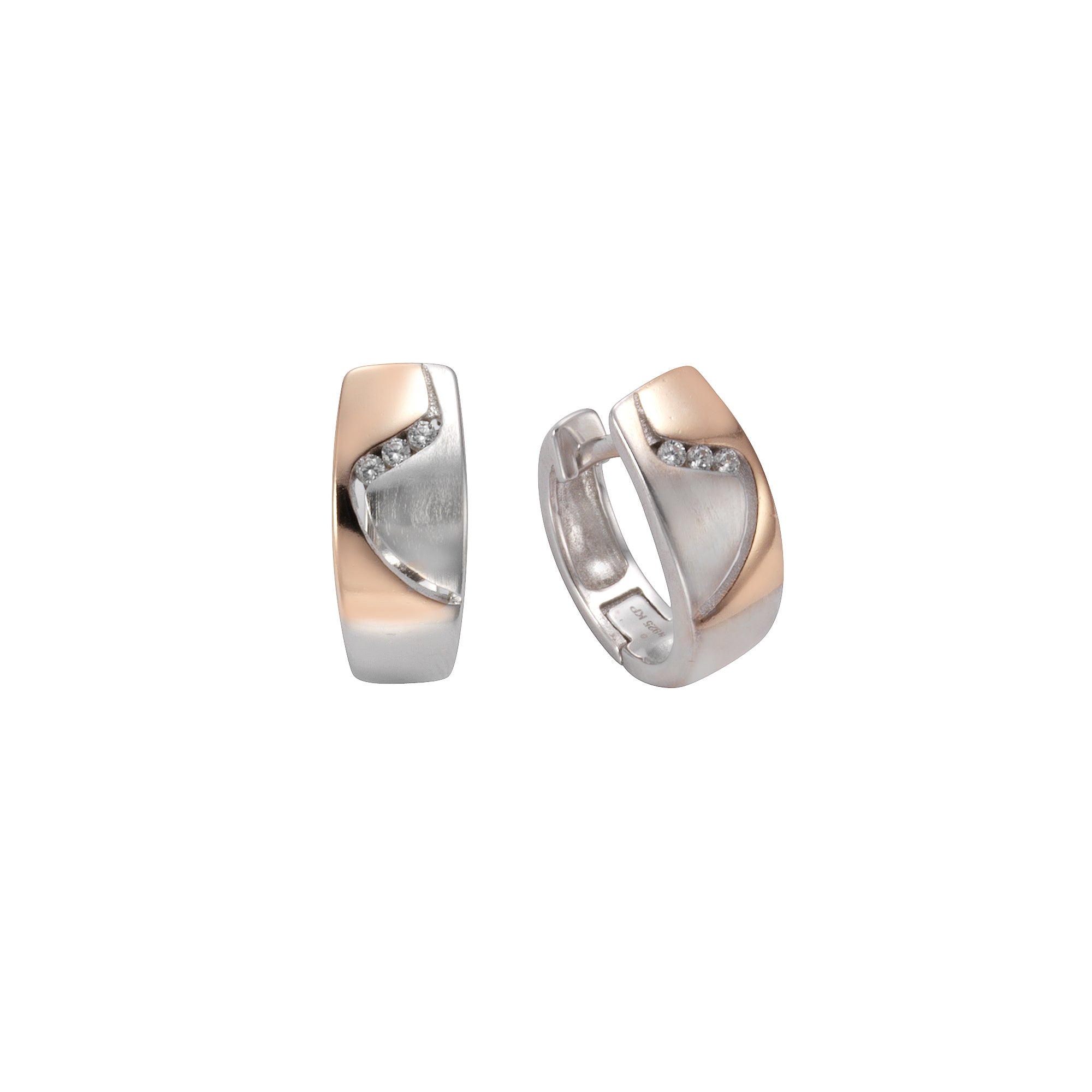 Klappcreolen 925  Silber bicolor Zirkonia