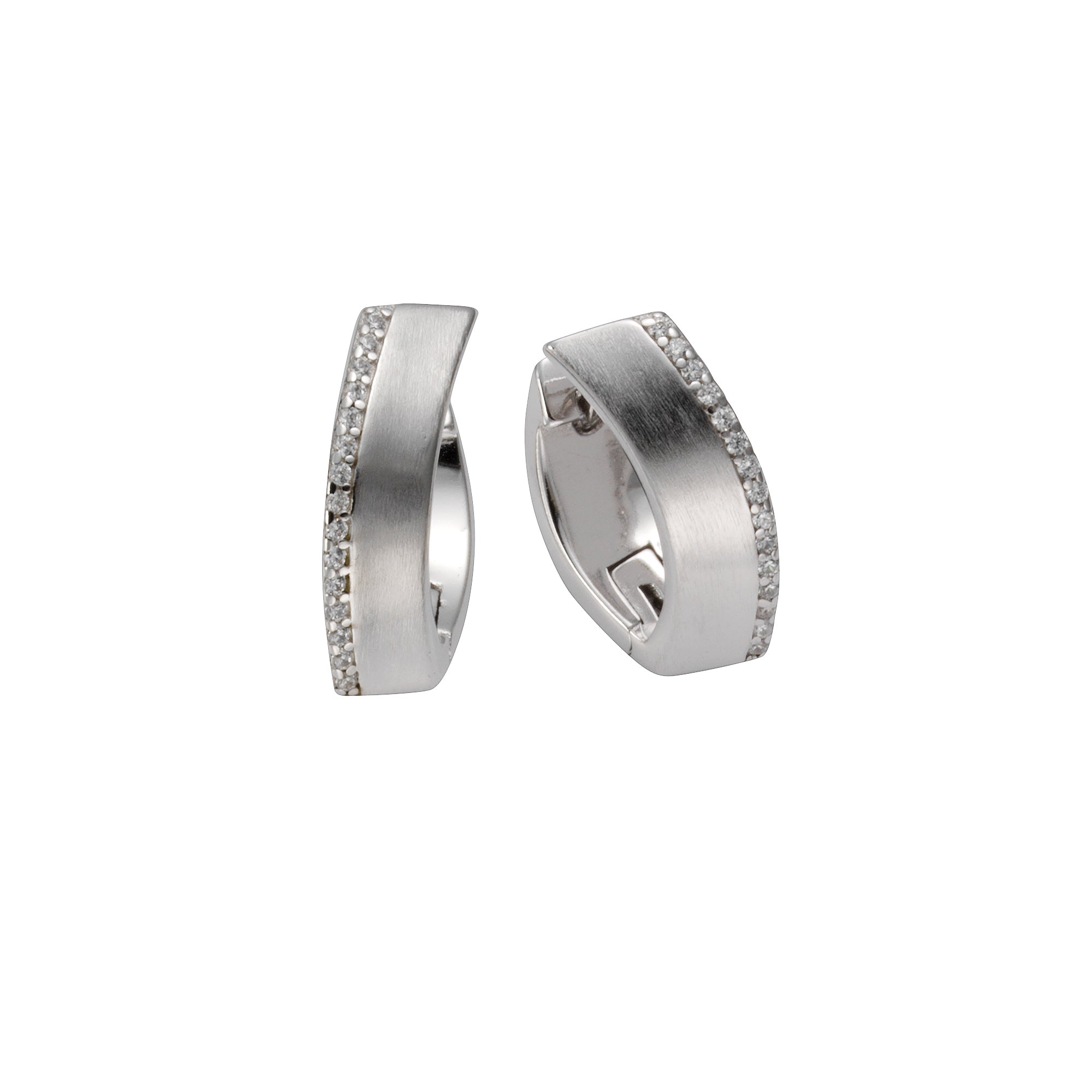 Klappcreolen 925 Silber rhodiniert mit Zirkonia