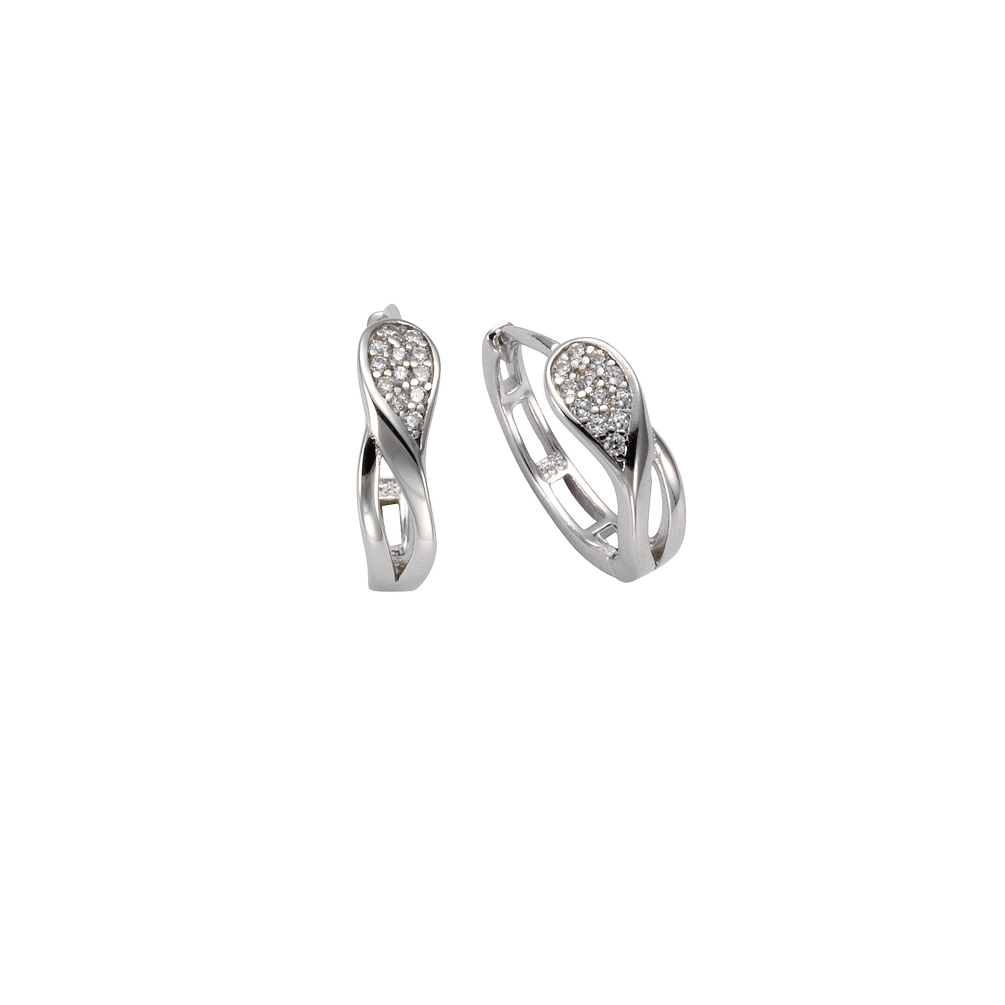Ohrringe Silber 925 rhodiniert mit 24x Zirkonia weiß