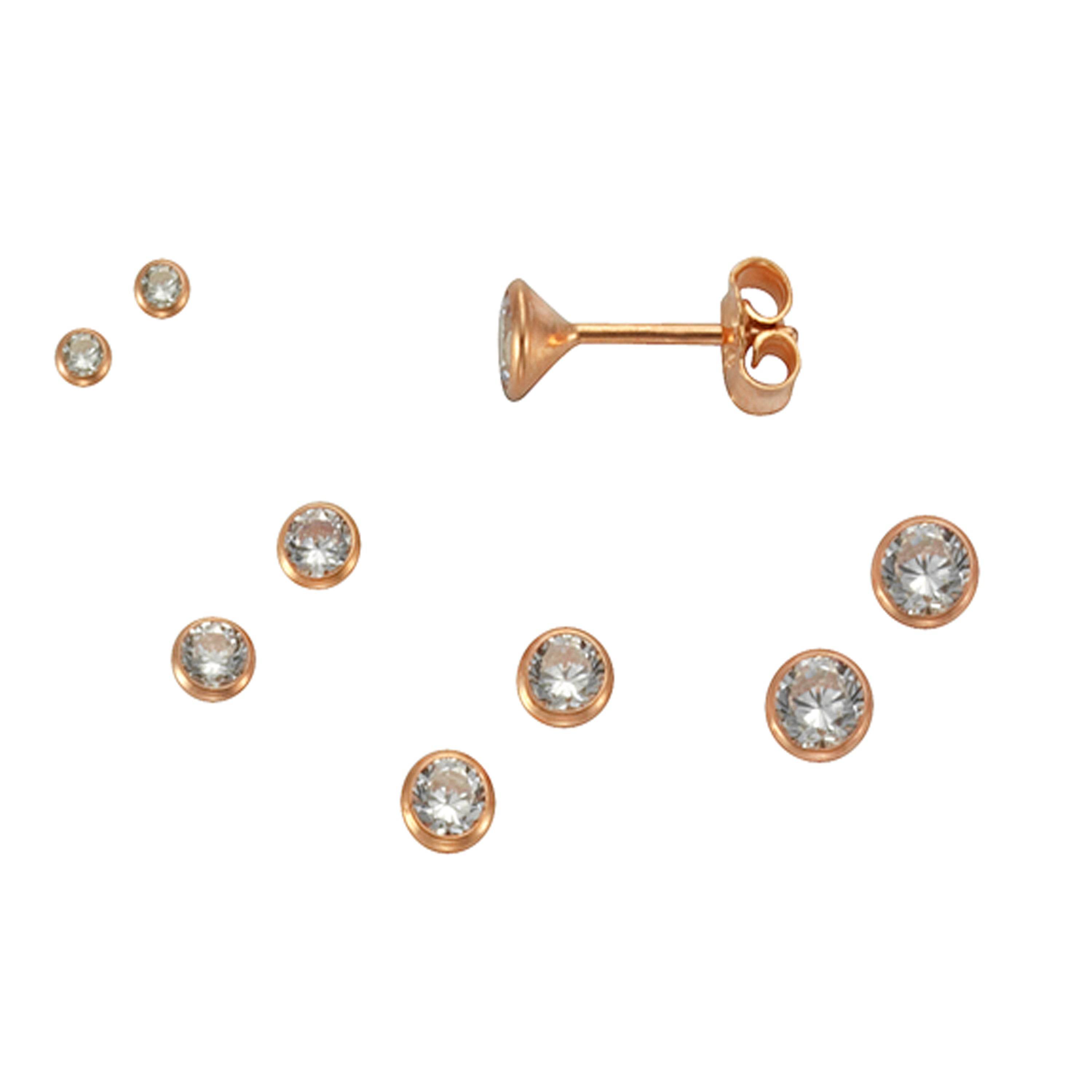 Ohrstecker 925 Silber rotvergoldet Set 3 Paar 3,5mm
