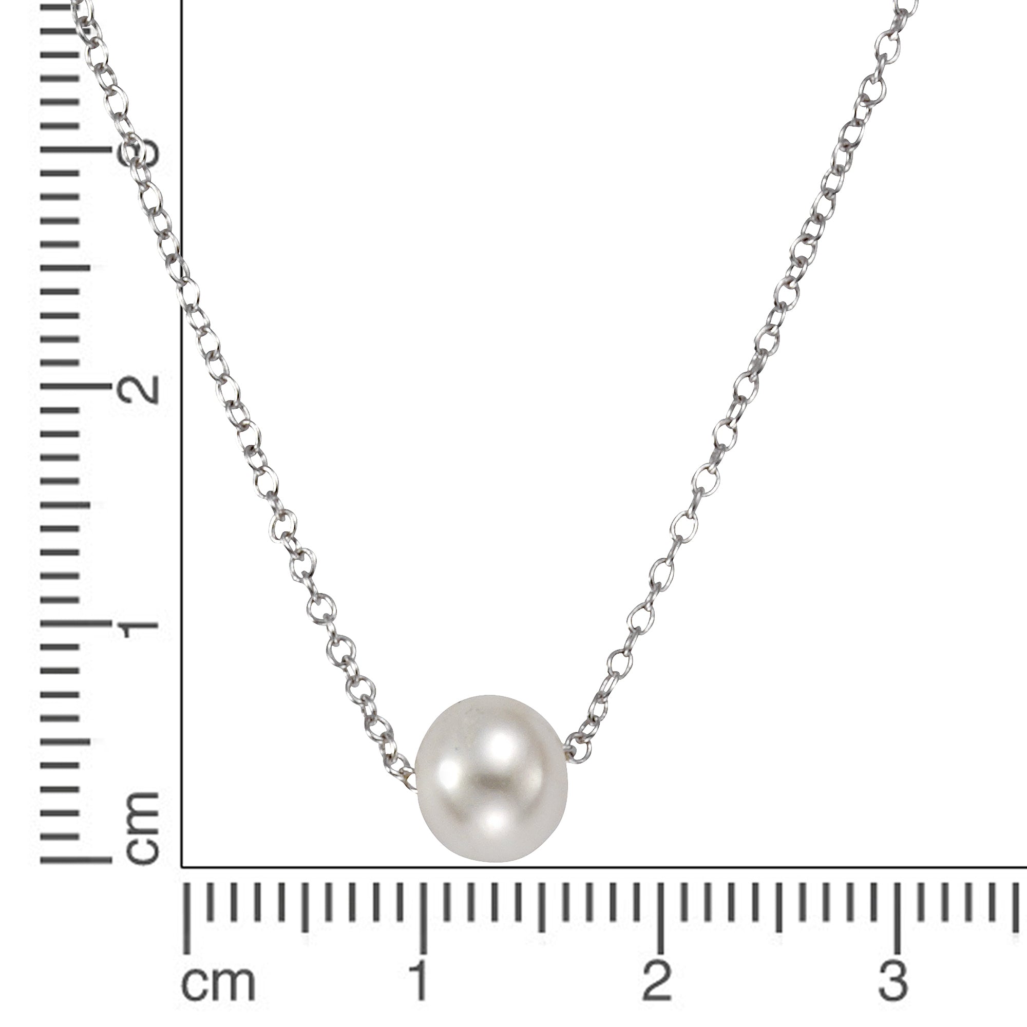 Collier 925 Silber rhodiniert Perle weiß