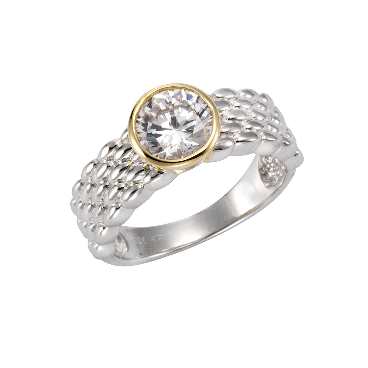 Ring 925 Silber zweifarbig Zirkonia weiß - Ringgröße: 054 (17,2)