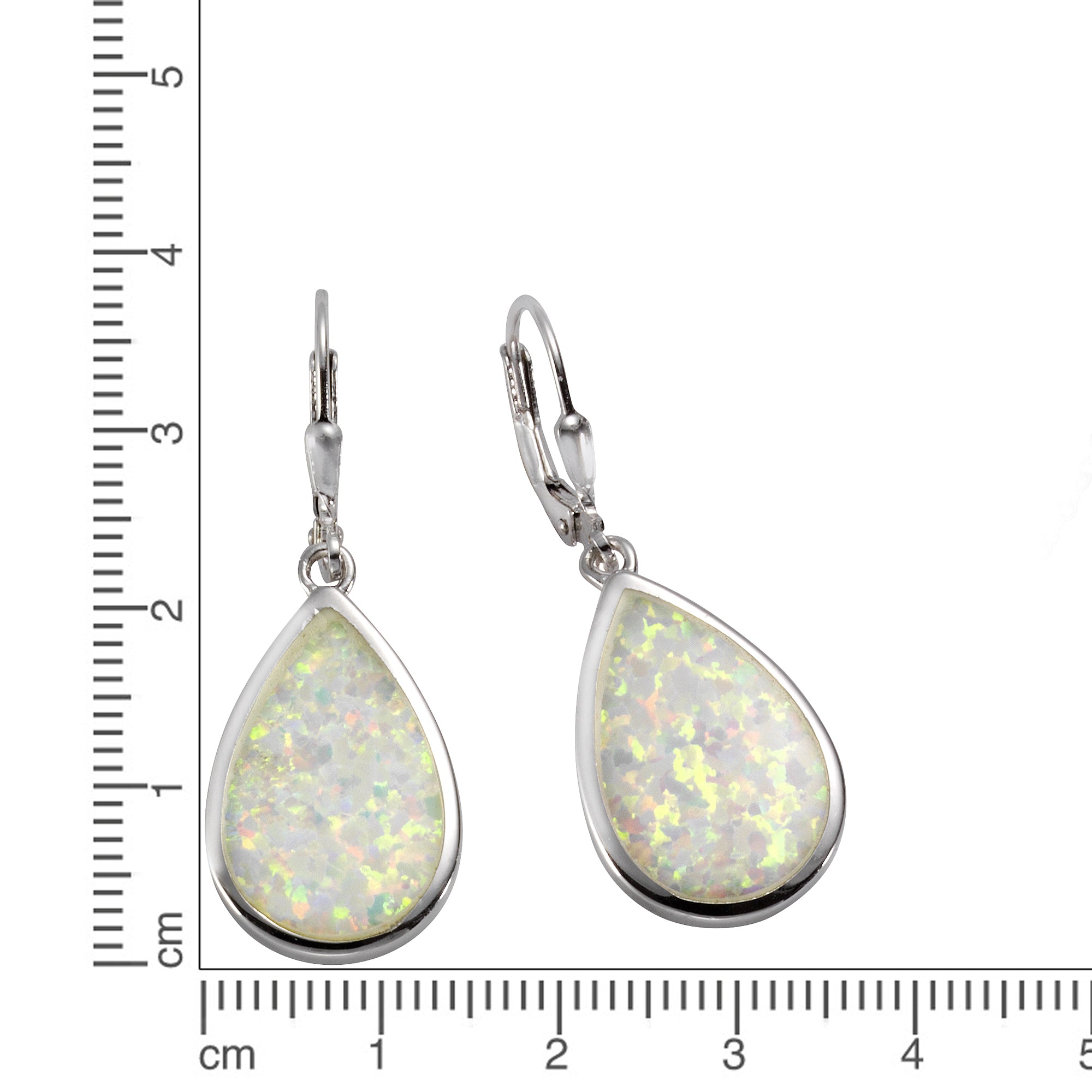 Ohrhänger 925/- Sterling Silber synth. Opal weiß