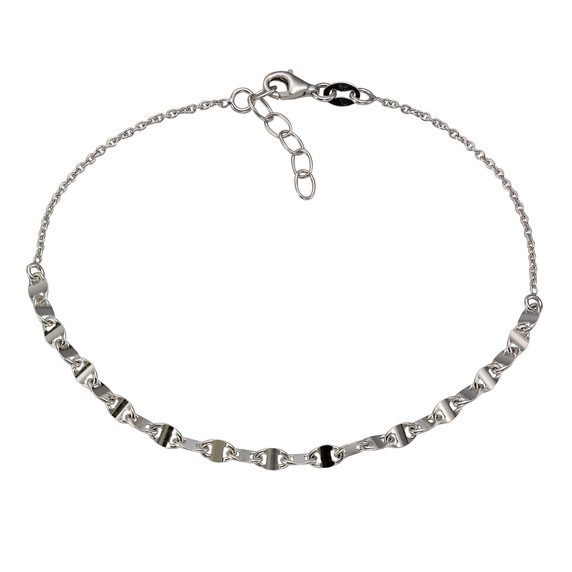 Fusskette 925 Silber rhodiniert glanz