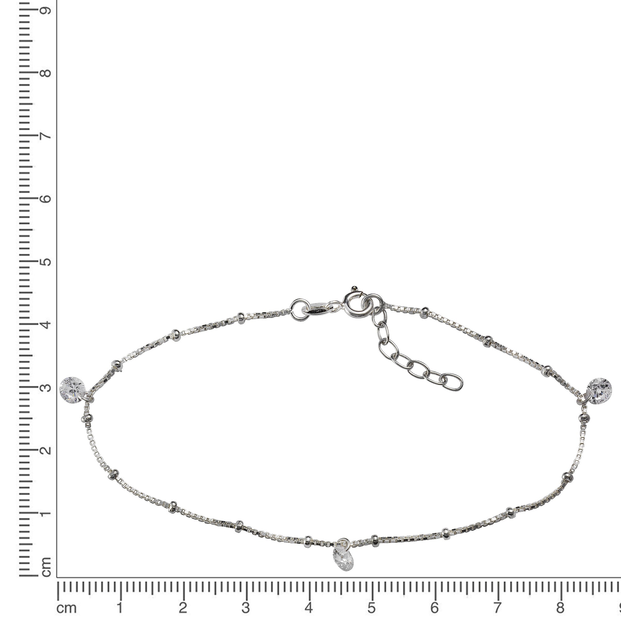 Fußkette 925 Silber rhodiniert Zirkonia weiß