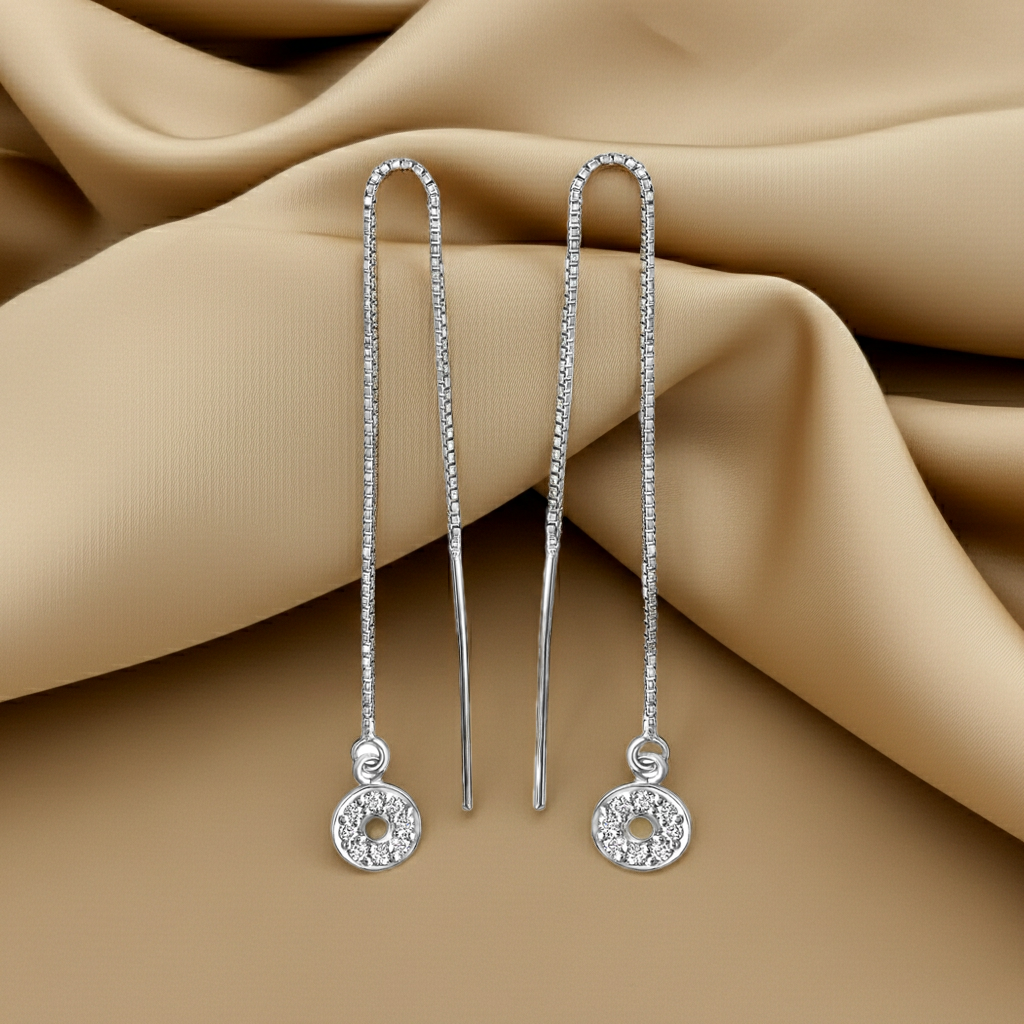 Durchzieh-Ohrringe 925-Sterling Silber rhodiniert Zirkonia