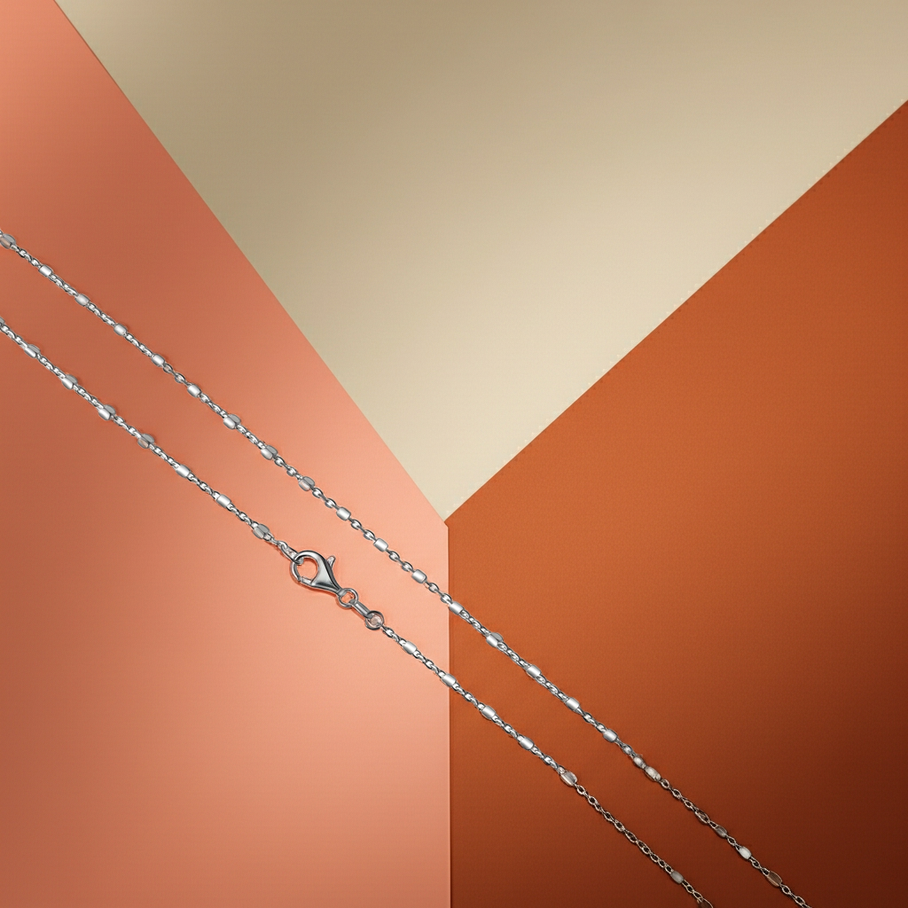 Collier 925/- Sterling Silber weiß Würfelelemente 50 cm