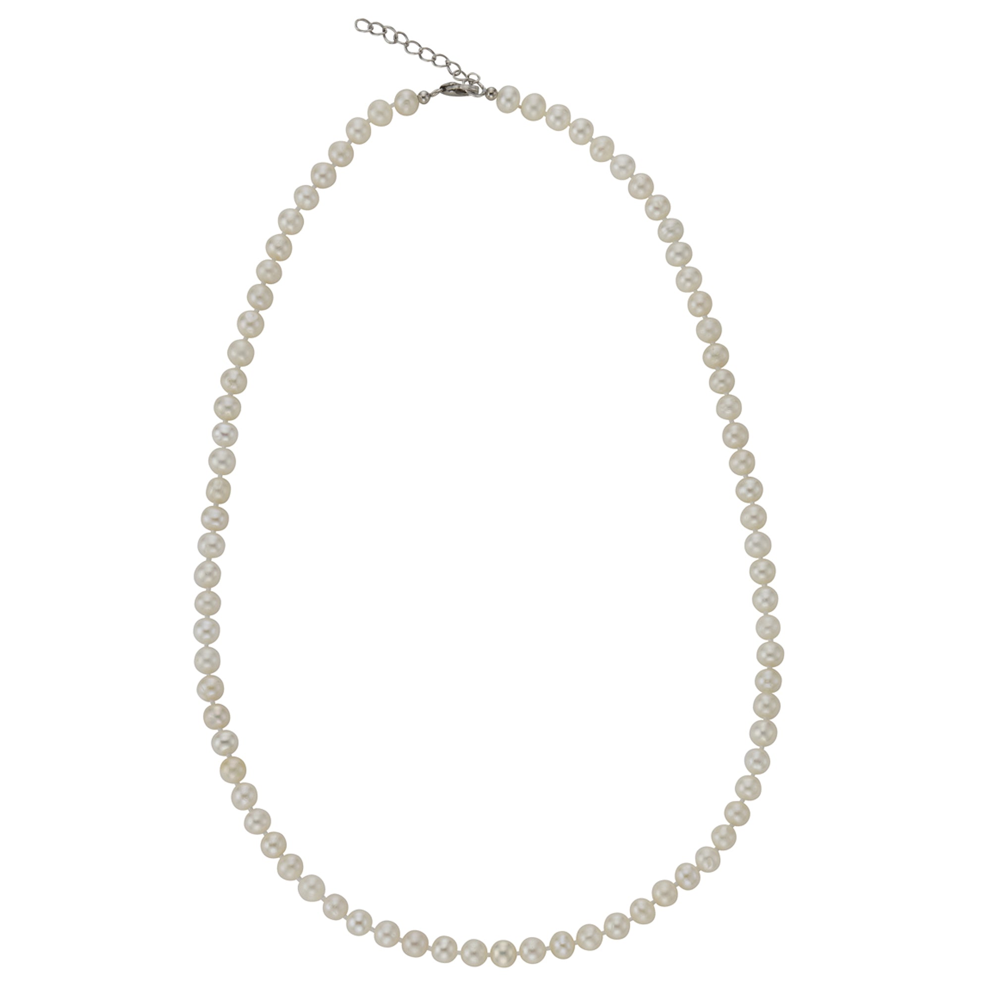 Collier 925 Silber rhodiniert mit Süßwasserzuchtperlen in weiß