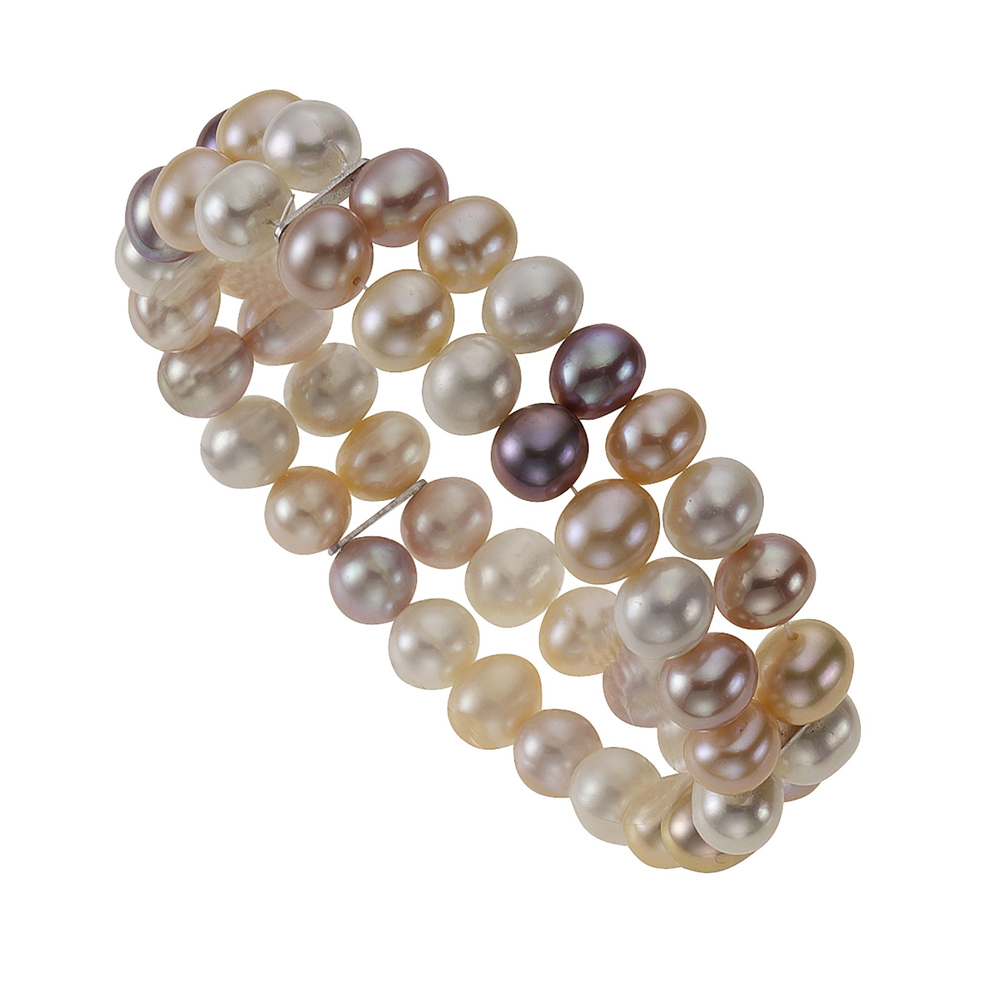 Armband Süßwasserzuchtperlen mehrfarbig 8mm zweireihig