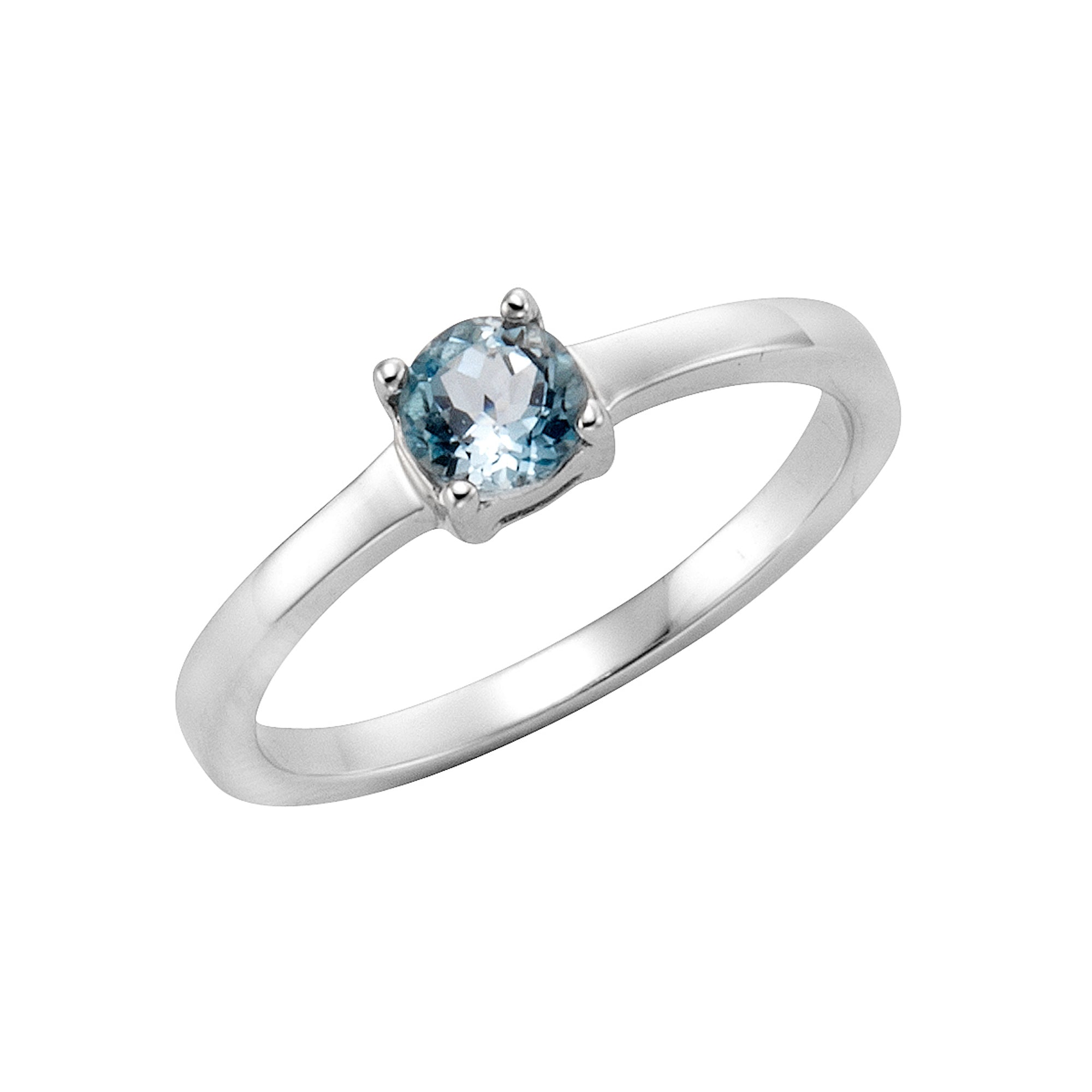 Ring Silber 925 rhodiniert mit Blautopas (beh.) 5mm - Ringgröße: 062 (19,7)