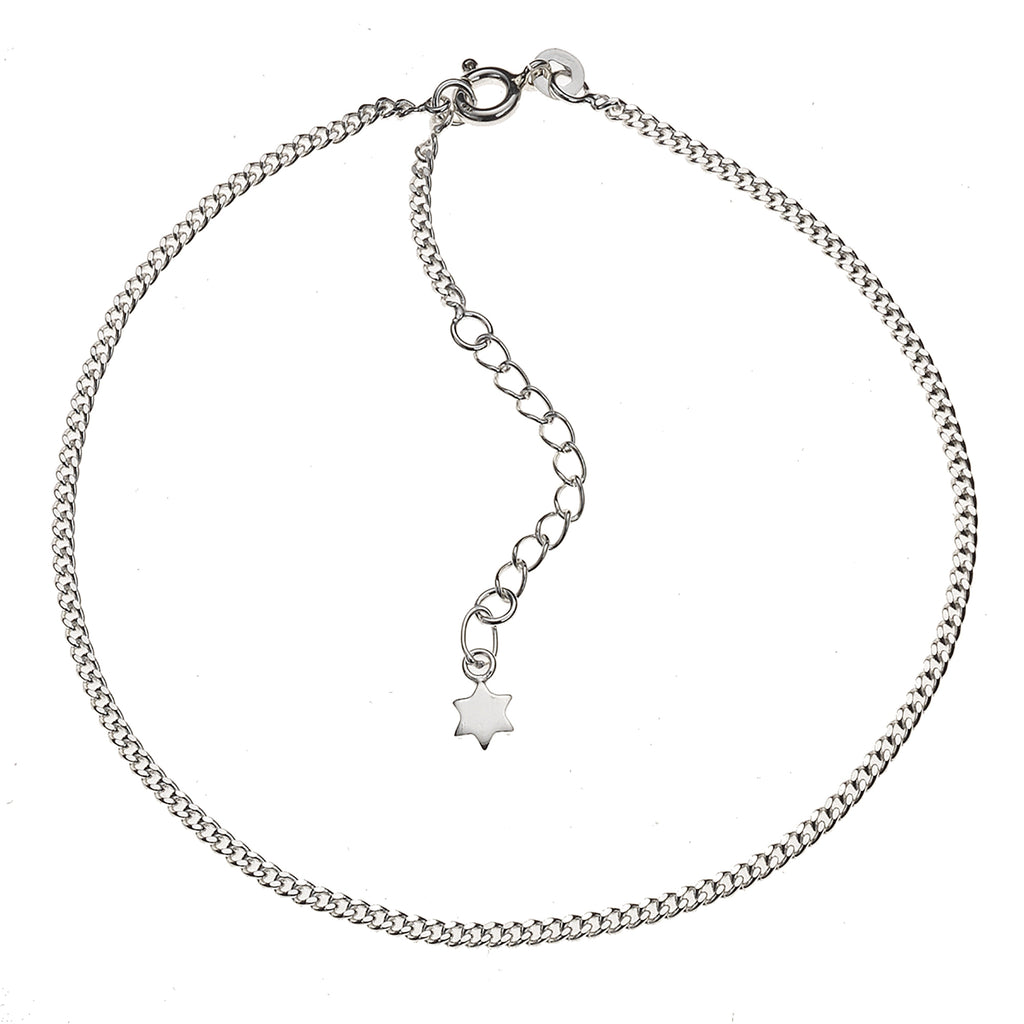 Fusskette Silber 925 Stern Motiv / Flexible Tragelänge  26+3cm