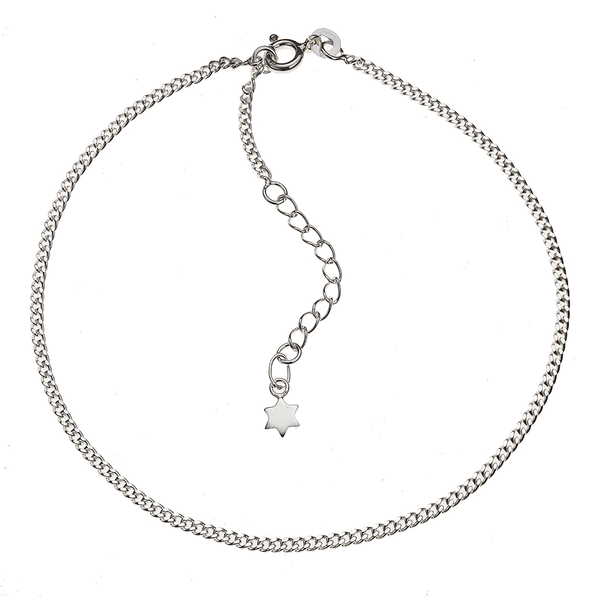Fusskette Silber 925 Stern Motiv / Flexible Tragelänge  26+3cm
