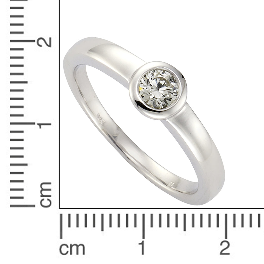 Ring Silber 925 rhodiniert mit Zirkonia weiß - Ringgröße: 052 (16,6)