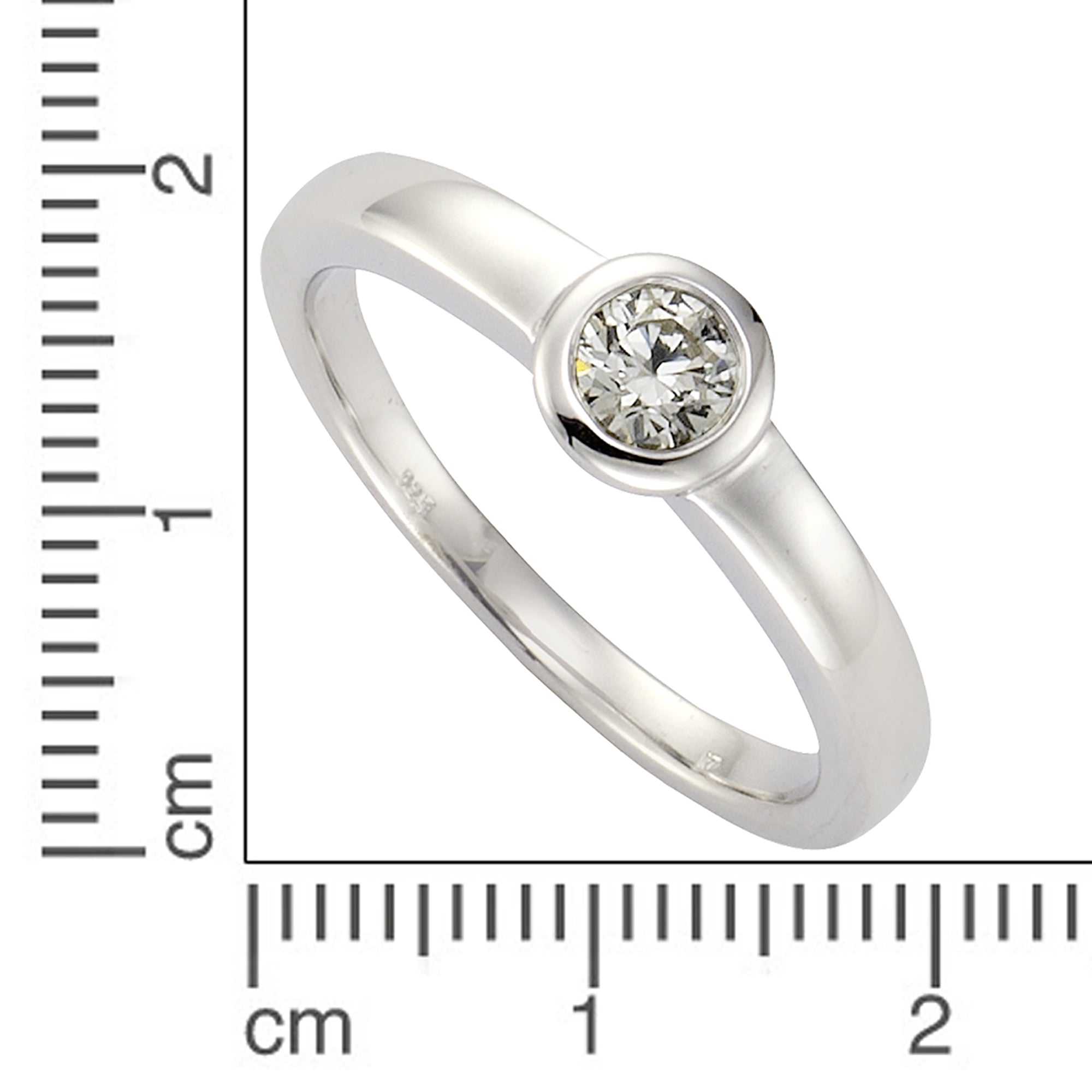 Ring Silber 925 rhodiniert mit Zirkonia weiß - Ringgröße: 052 (16,6)