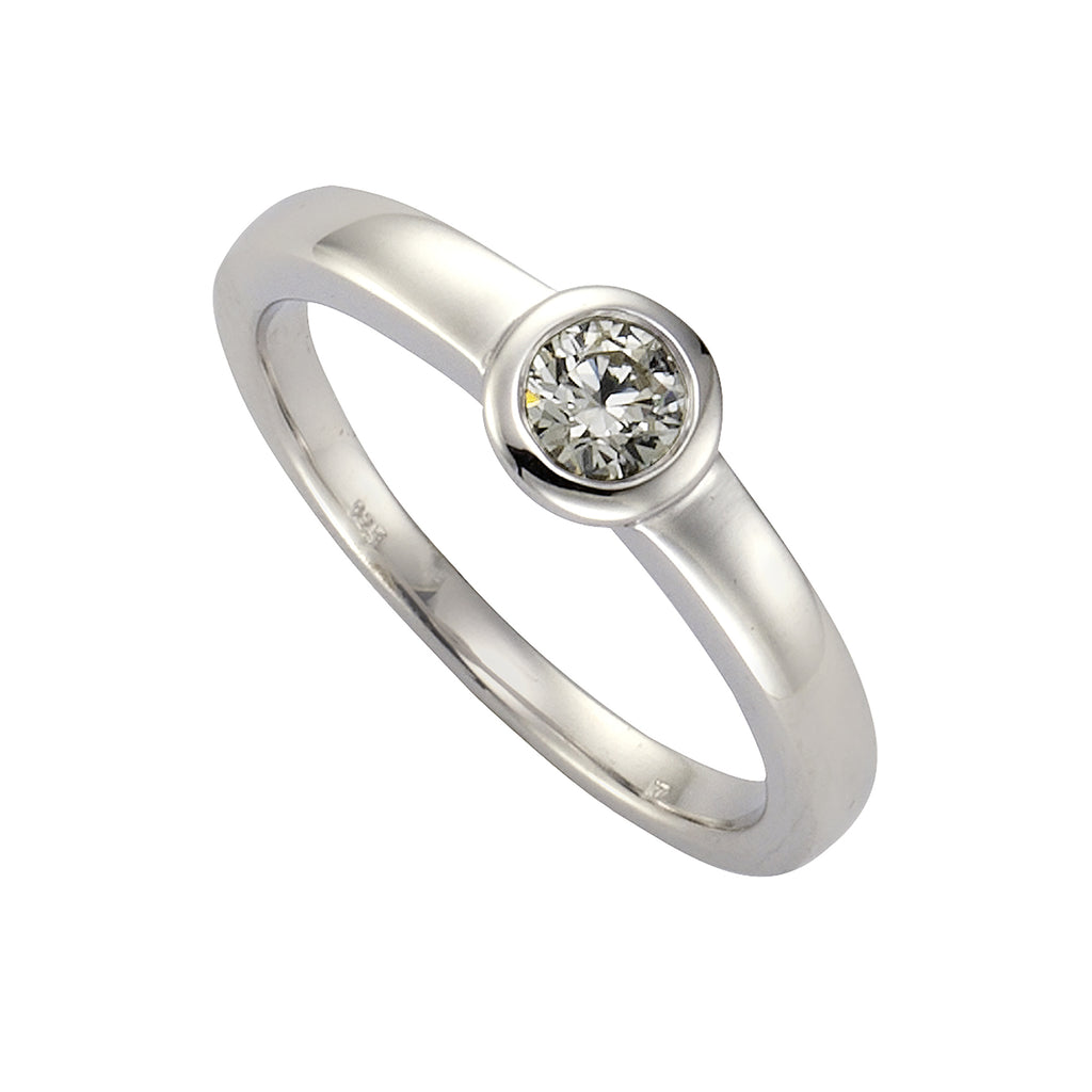 Ring Silber 925 rhodiniert mit Zirkonia weiß - Ringgröße: 052 (16,6)