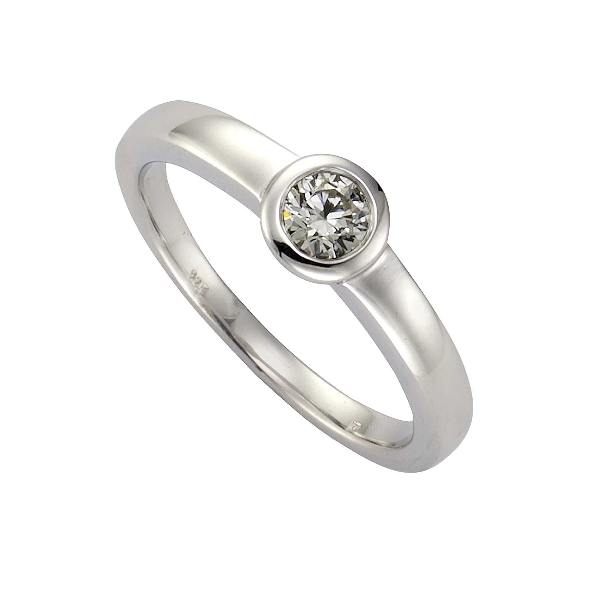 Ring Silber 925 rhodiniert mit Zirkonia weiß - Ringgröße: 052 (16,6)