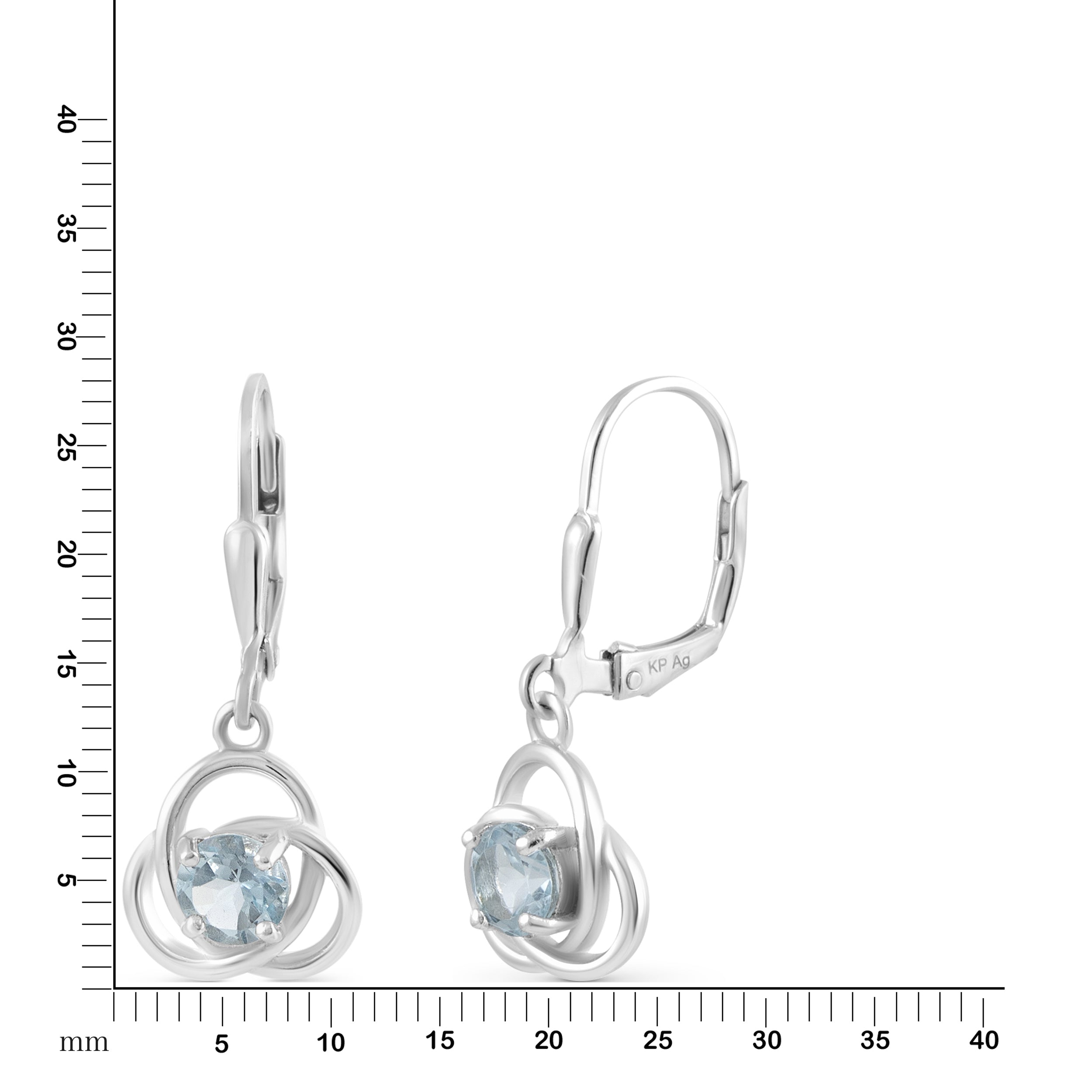 Ohrhänger 925/- Sterling Silber rhodiniert Blautopas