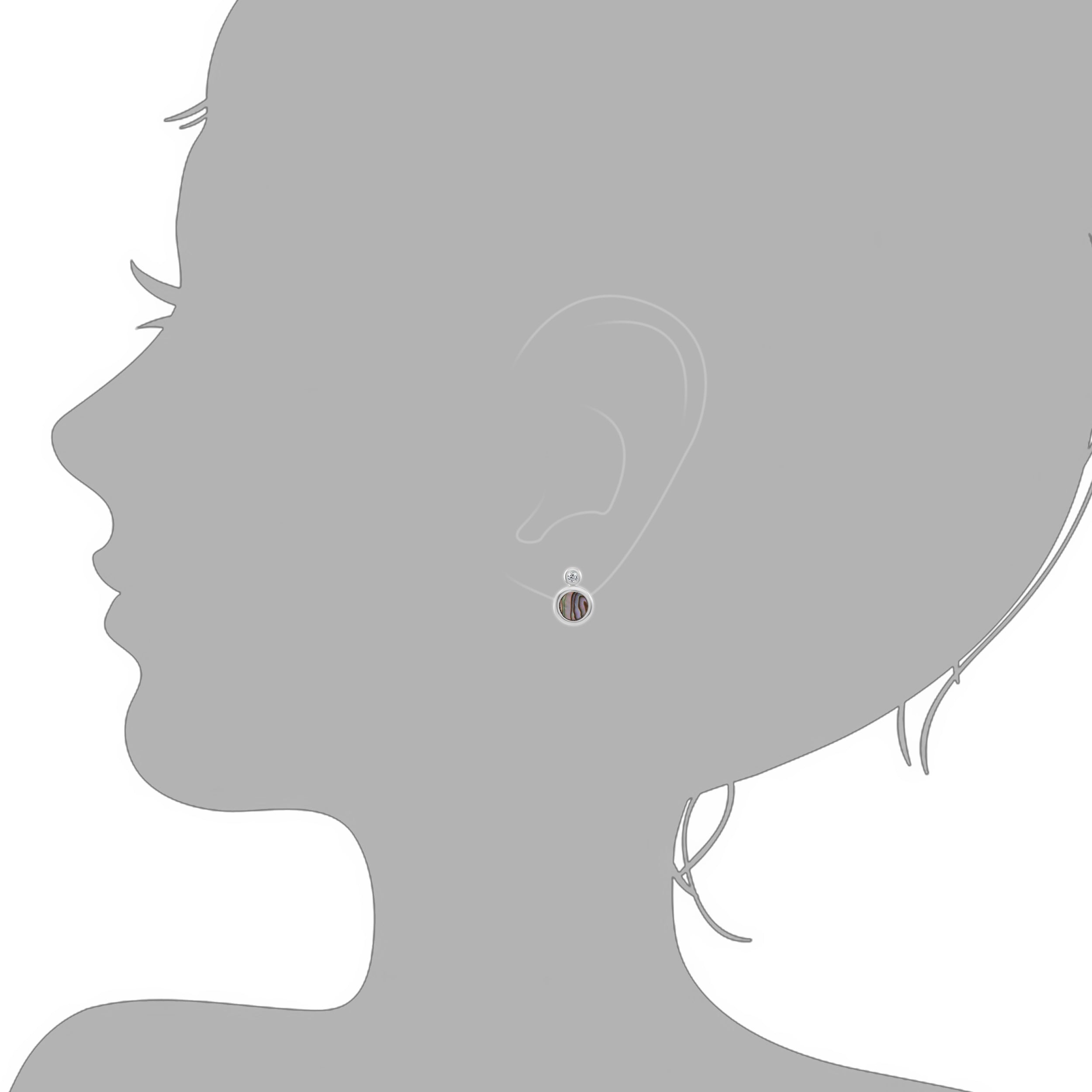 Ohrstecker 925 Silber rhodiniert Abalone Zirkonia